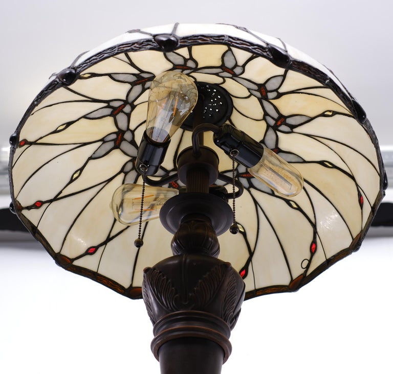 Tiffany and Co. Style Floor Lamp Glass Stain Shade For Sale at 1stDibs