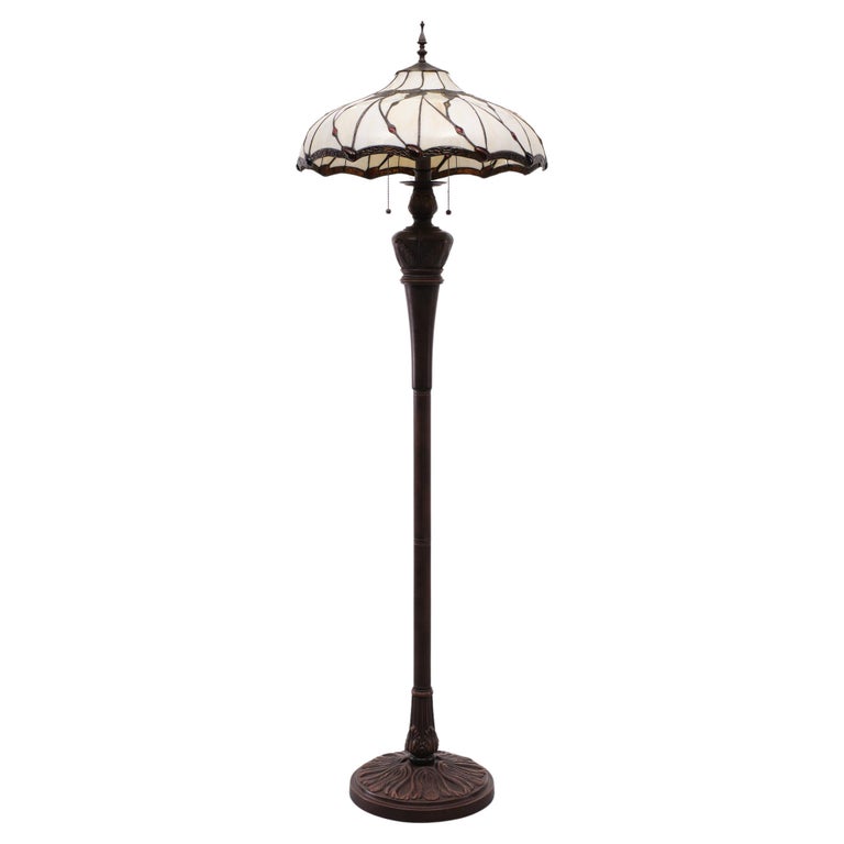 Tiffany and Co. Style Floor Lamp Glass Stain Shade For Sale at 1stDibs