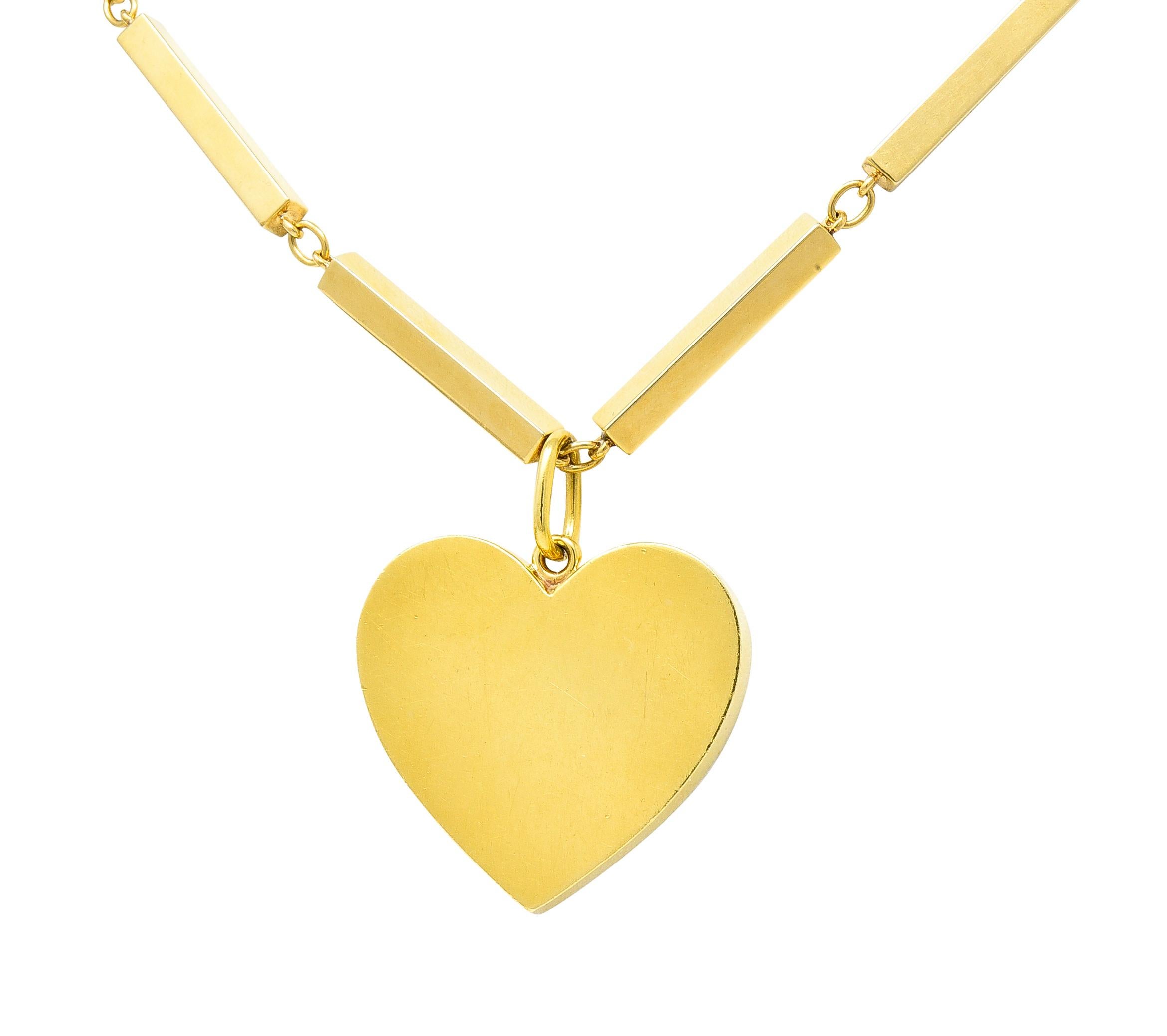 Tiffany & Co. Substantial Modernist 18 Karat Gold Long Bar Link Heart Necklace 4