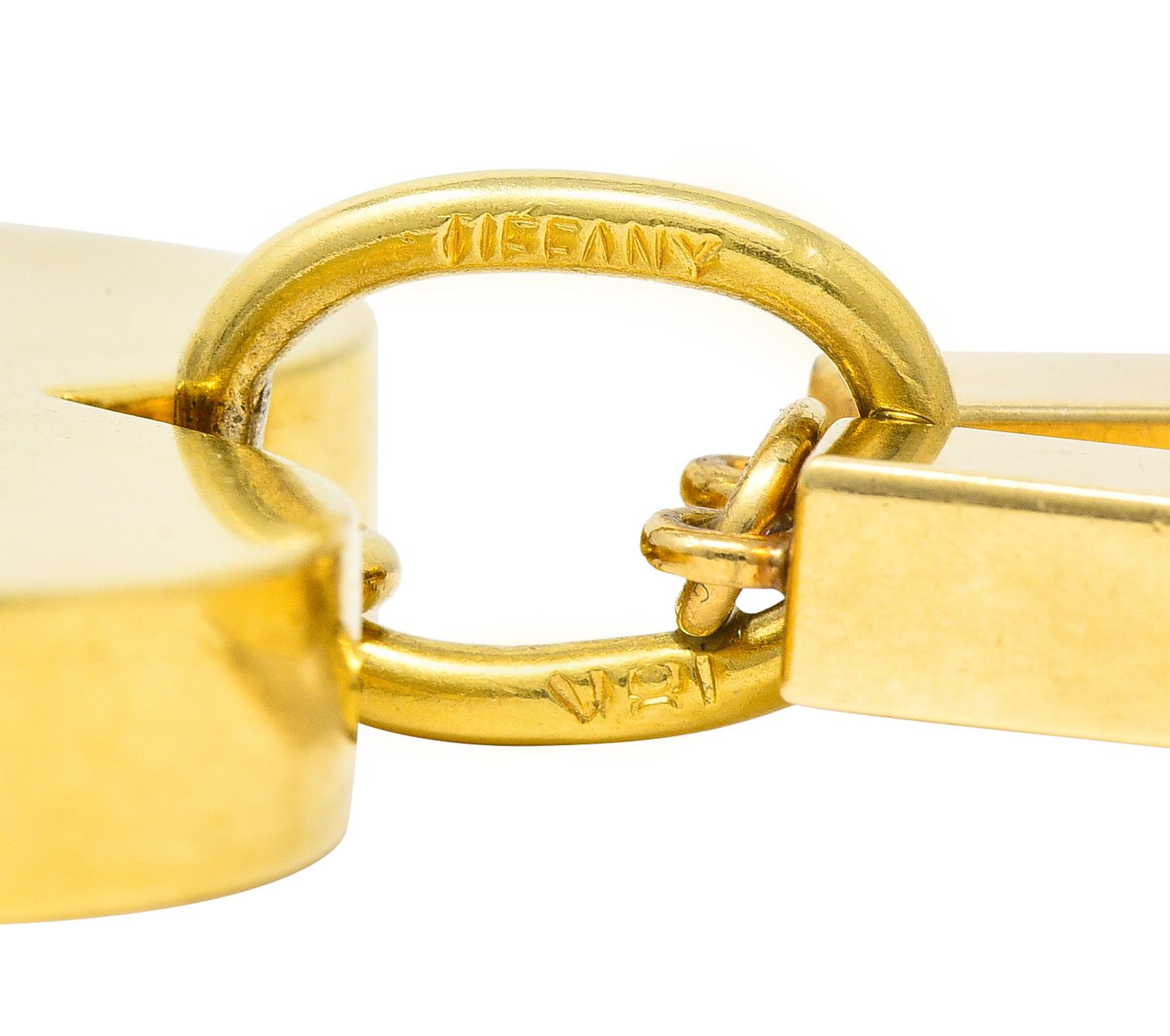 Tiffany & Co. Substantial Modernist 18 Karat Gold Long Bar Link Heart Necklace 1