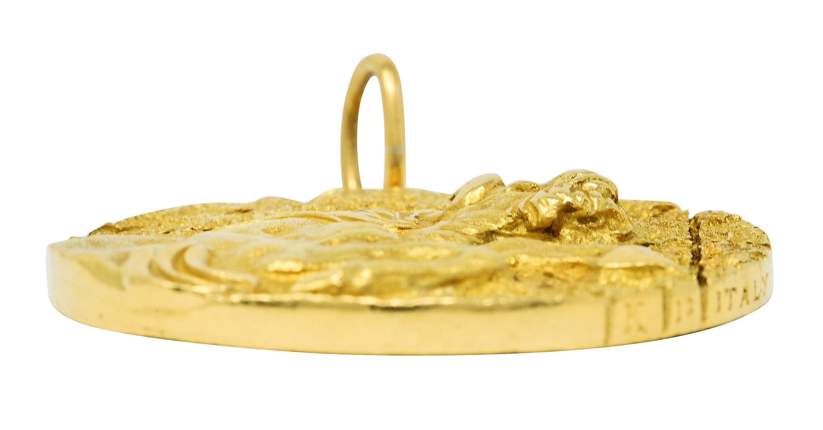 Tiffany & Co. Substantial Vintage 18 Karat Gold Taurus Zodiac Medallion Pendant In Excellent Condition In Philadelphia, PA
