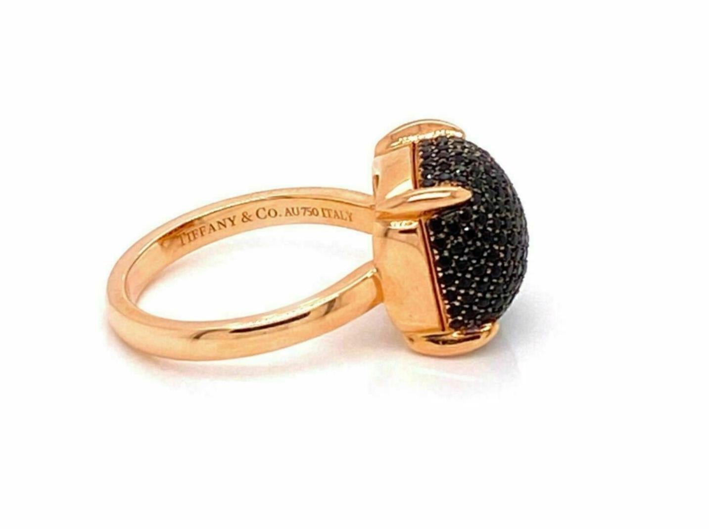 Tiffany & Co. Anello Picasso di Sugar Stacks in oro rosa 18k con spinello nero, misura 6 In condizioni ottime in vendita a Boca Raton, FL