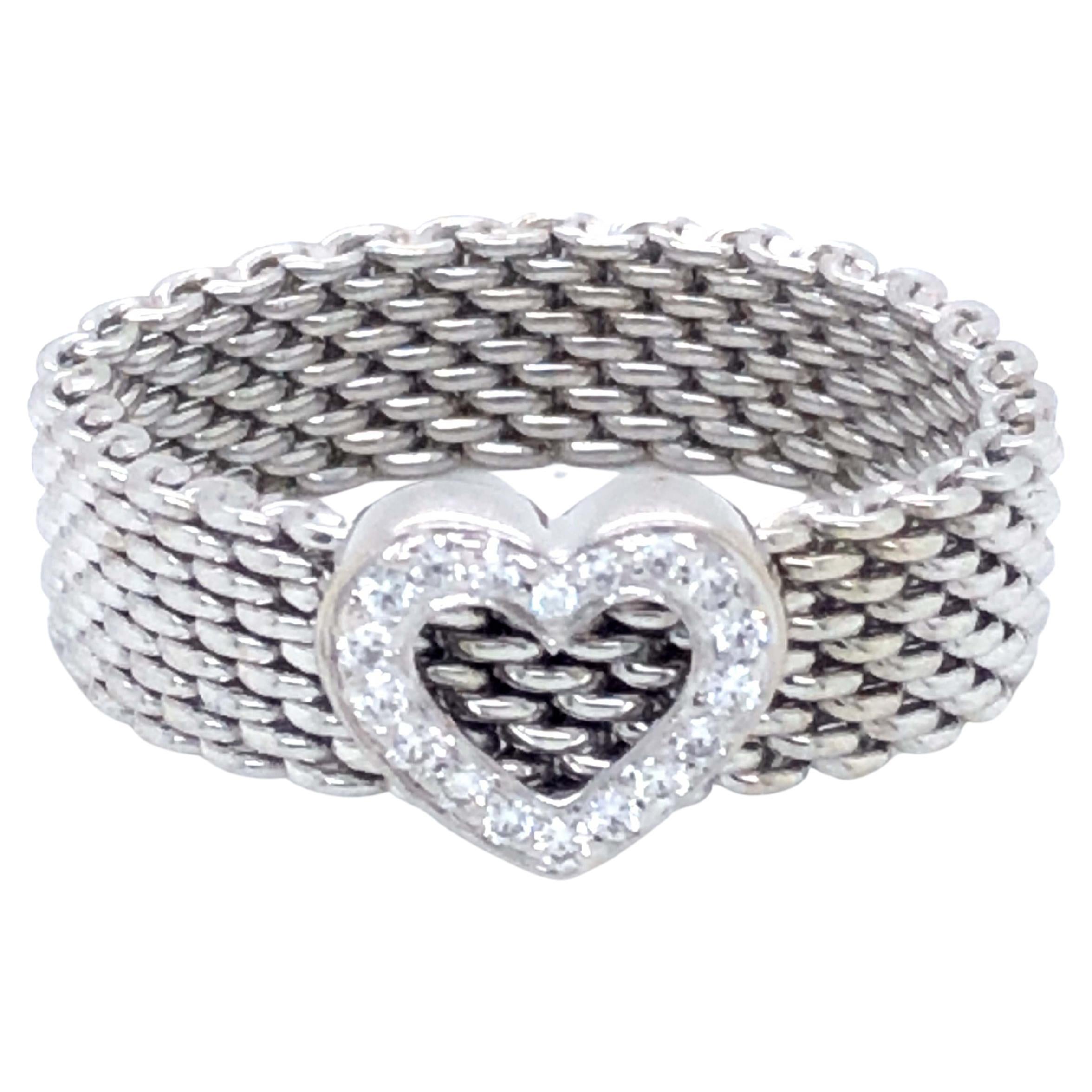 Tiffany & Co. Summerset Diamond Heart Ring in 18k White Gold