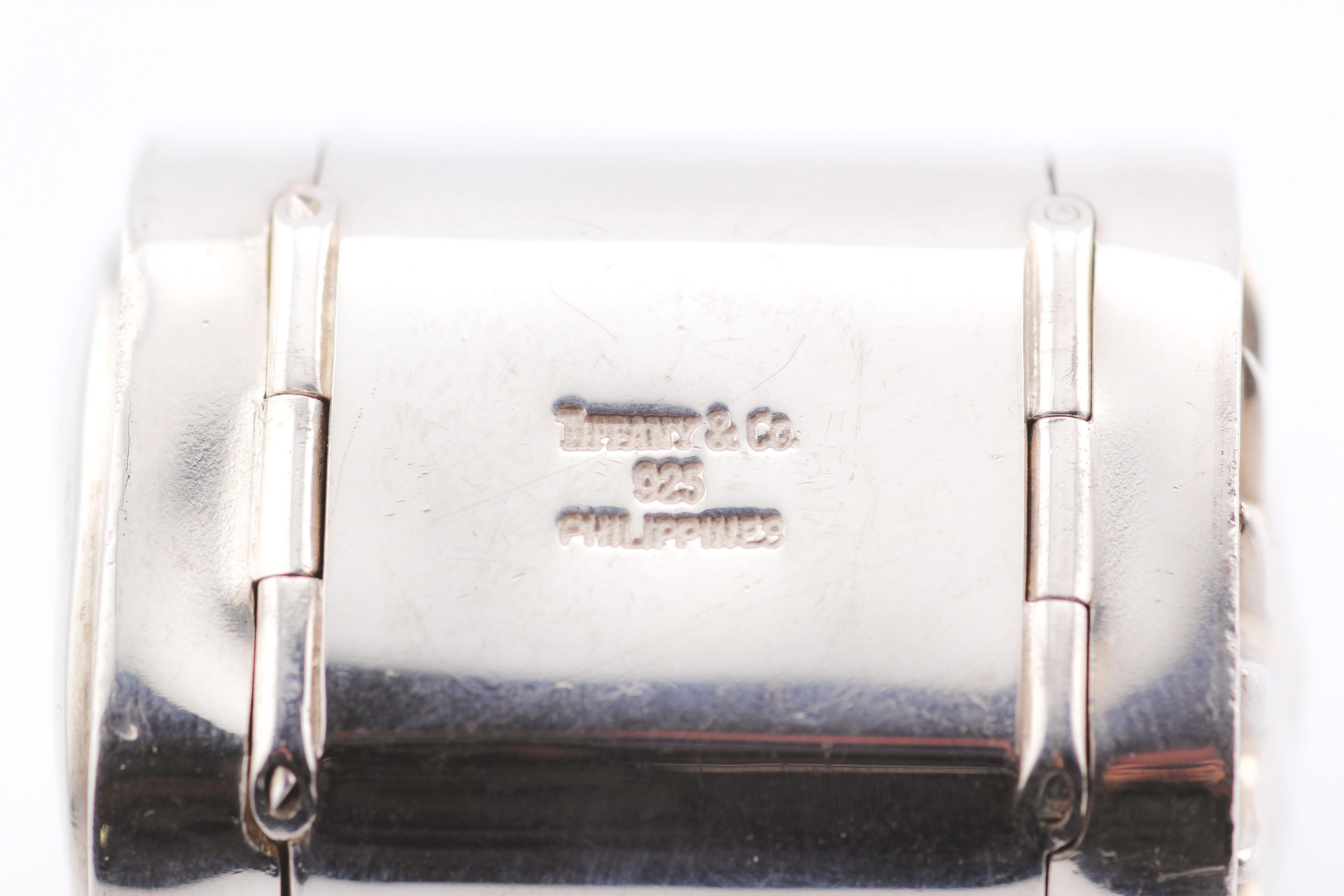 Tiffany & Co. Sun Moon Sterling Silver 2 Sided Cylinder Pill Box Case en venta 3