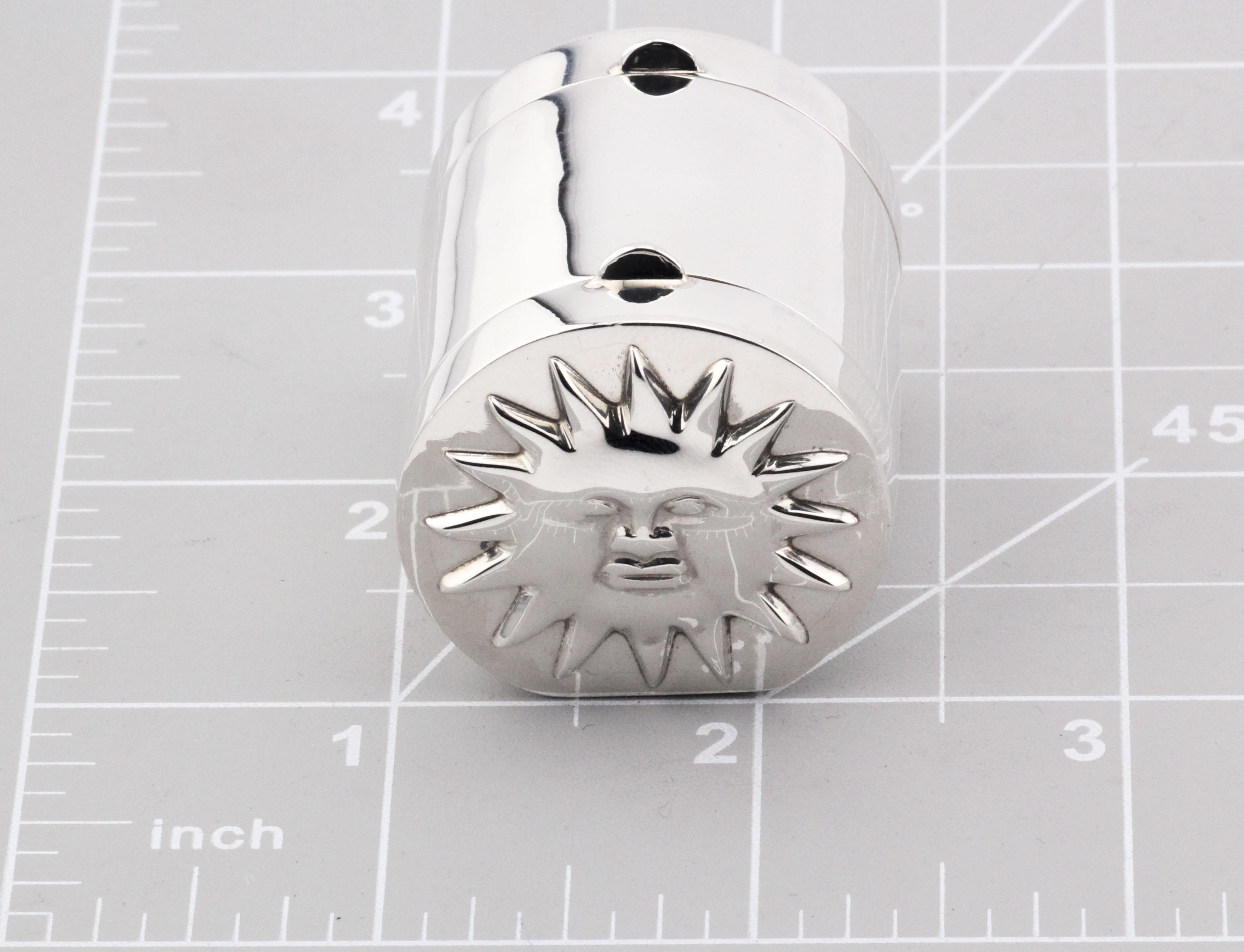 Tiffany & Co. Sun Moon Sterling Silver 2 Sided Cylinder Pill Box Case 5