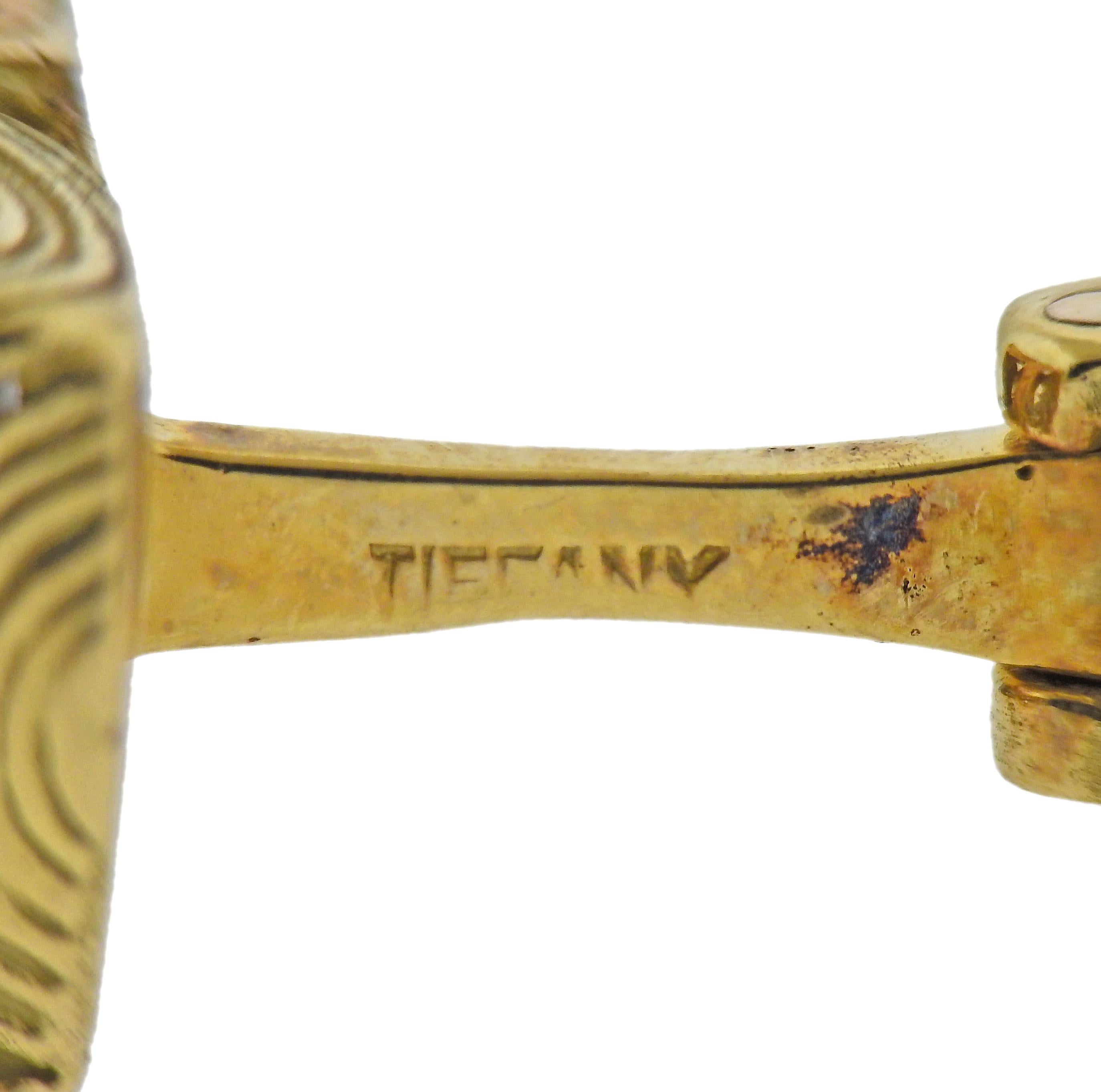 Men's Tiffany & Co. Swirl Motif Gold Cufflinks For Sale