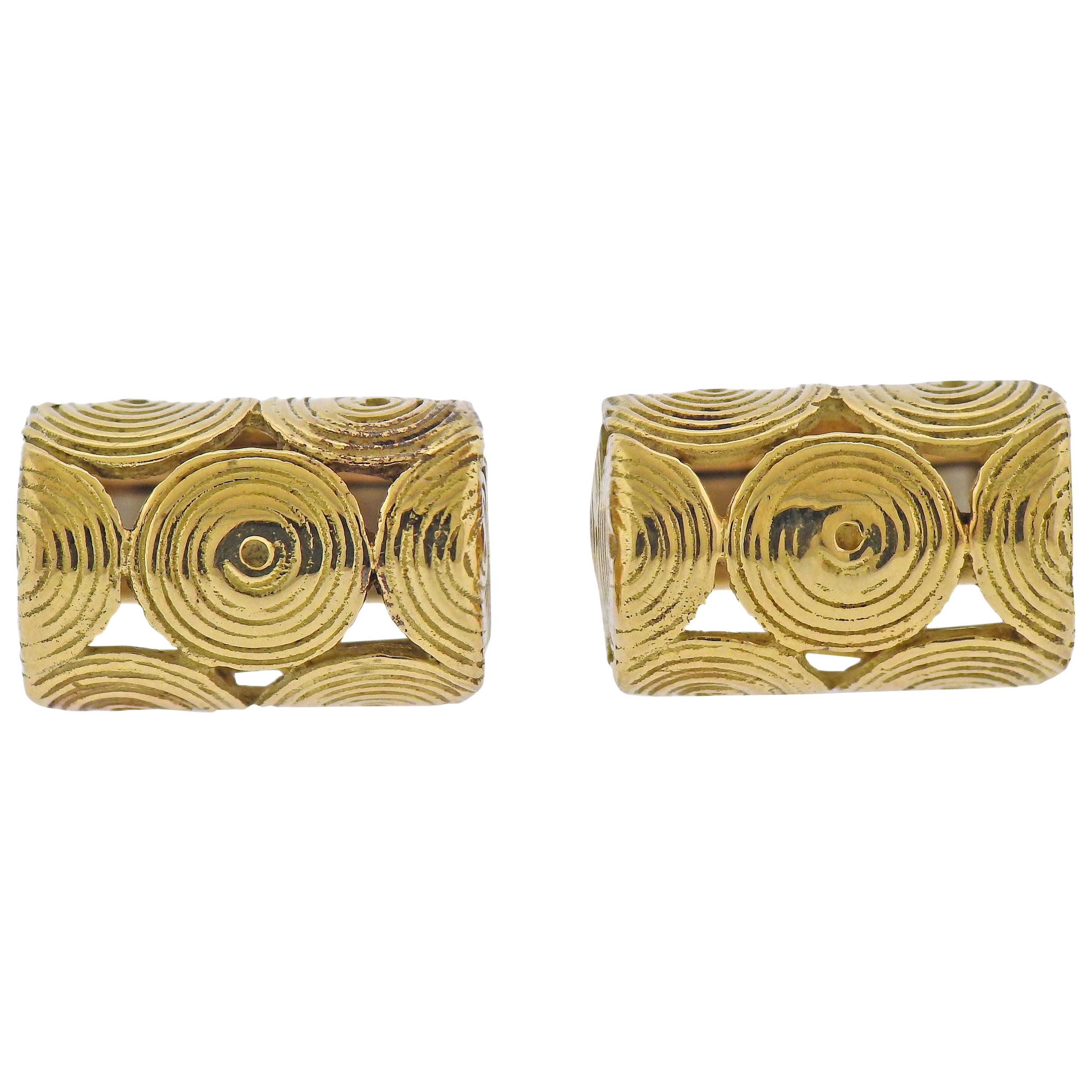 Tiffany & Co. Swirl Motif Gold Cufflinks For Sale