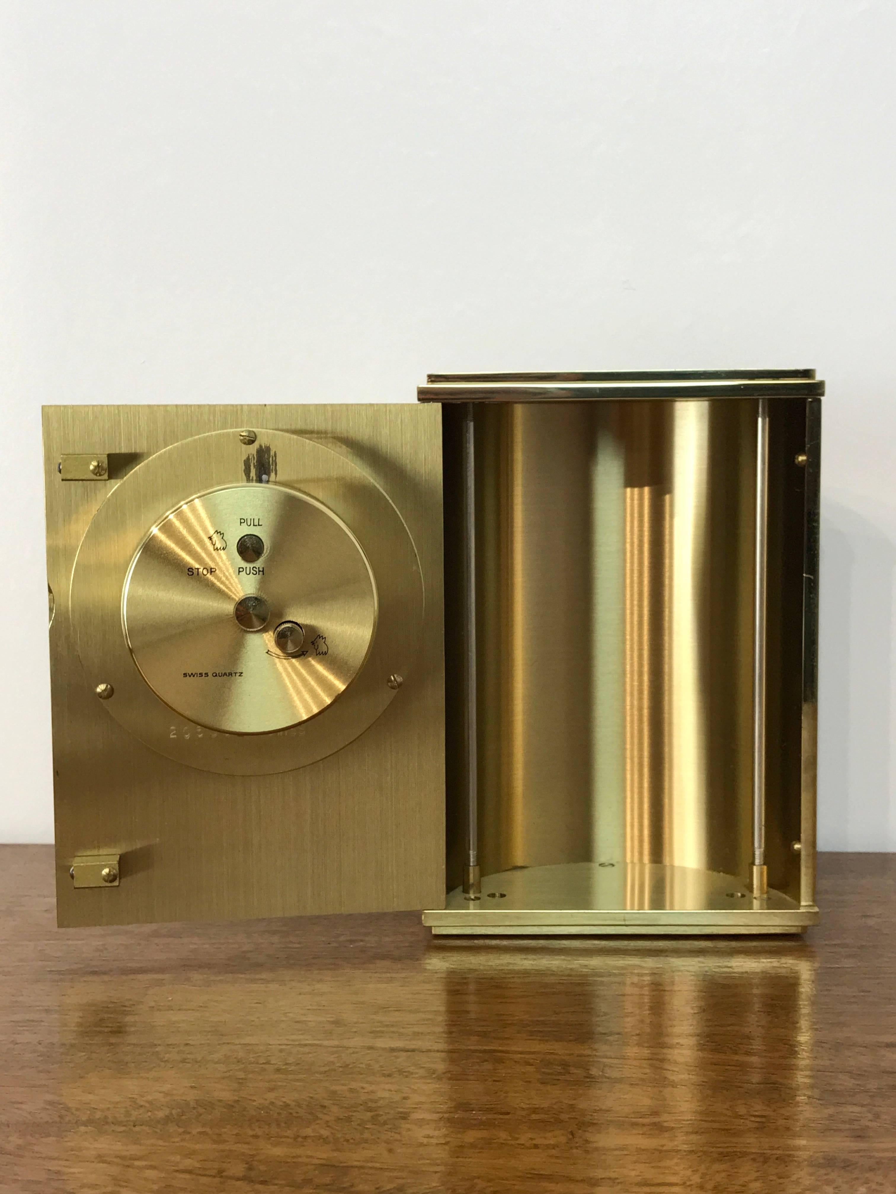 Mid-Century Modern Tiffany & Co. Swiss Movement Table Alarm Clock, with Concealed Chamber