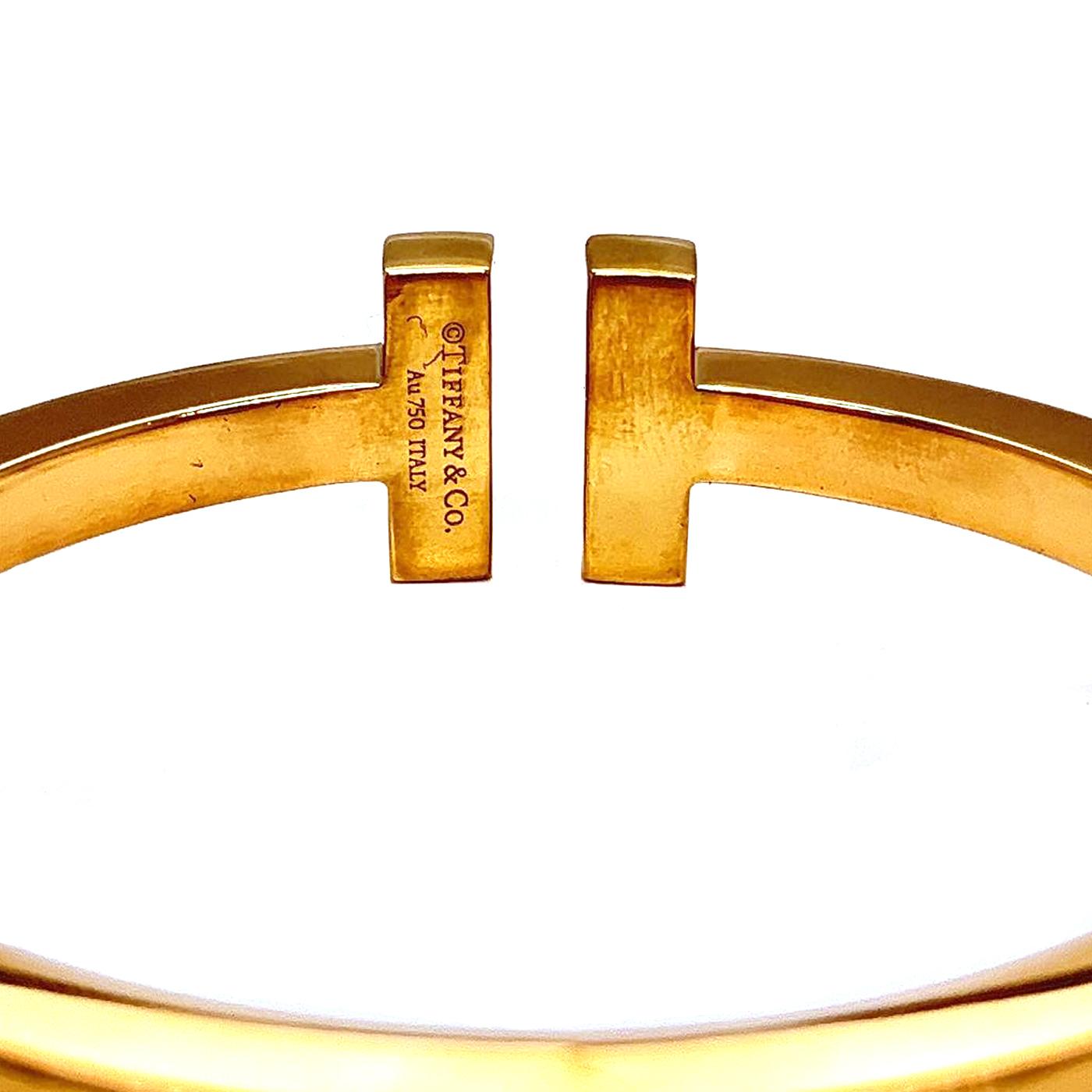 Tiffany & Co. T 0.75ct Pave Diamonds 18k Yellow Gold Square Bracelet For Sale 1