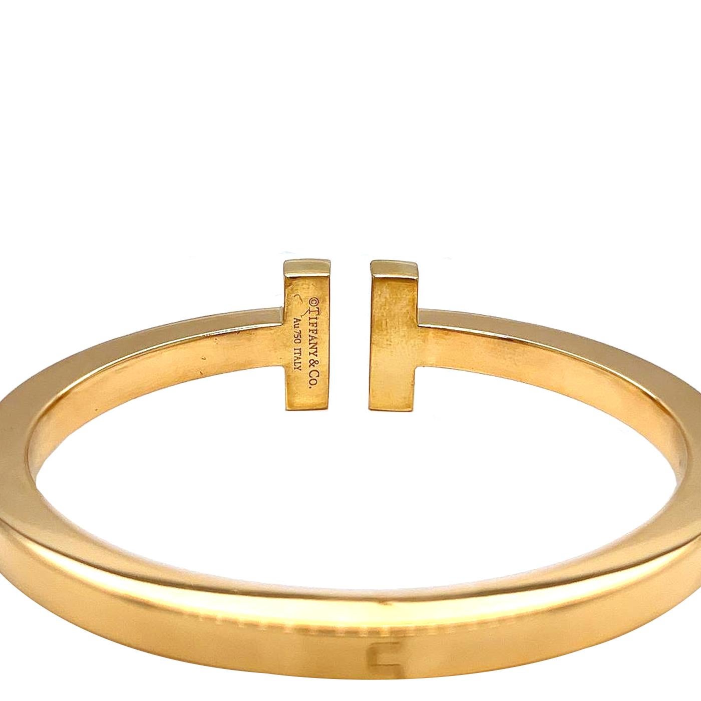 Women's Tiffany & Co. T 0.75ct Pave Diamonds 18k Yellow Gold Square Bracelet For Sale