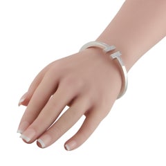Tiffany & Co. T 18K White Gold 0.74ct Diamond Bracelet Size Large TI08-042926