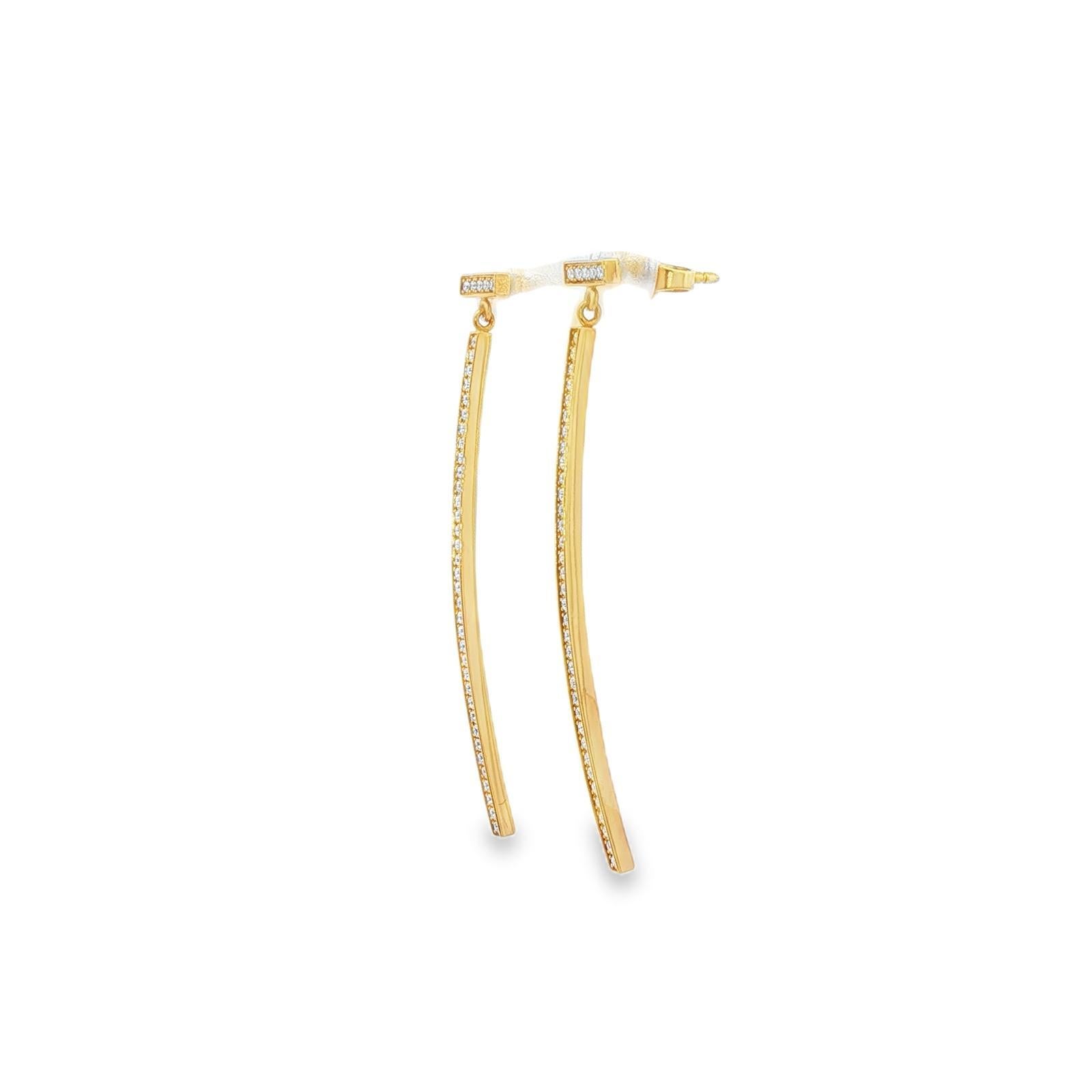 Tiffany & Co. Orecchini a goccia con diamante T Bar in oro giallo 18 carati In condizioni ottime in vendita a Boca Raton, FL