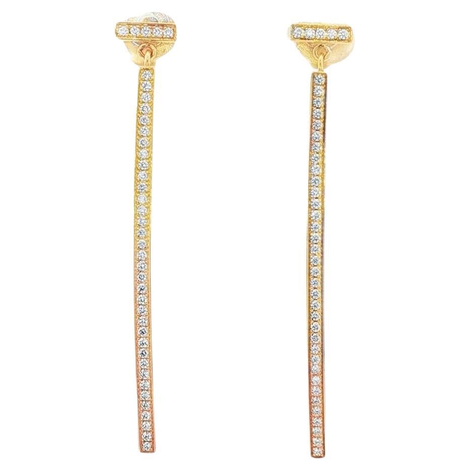 Tiffany & Co. Orecchini a goccia con diamante T Bar in oro giallo 18 carati in vendita