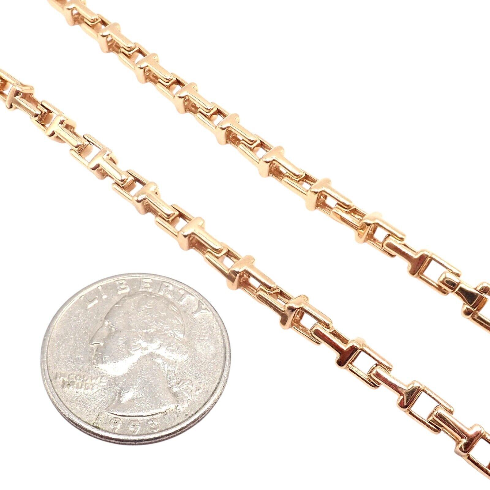Tiffany & Co T Chain Link Long Rose Gold Necklace 6