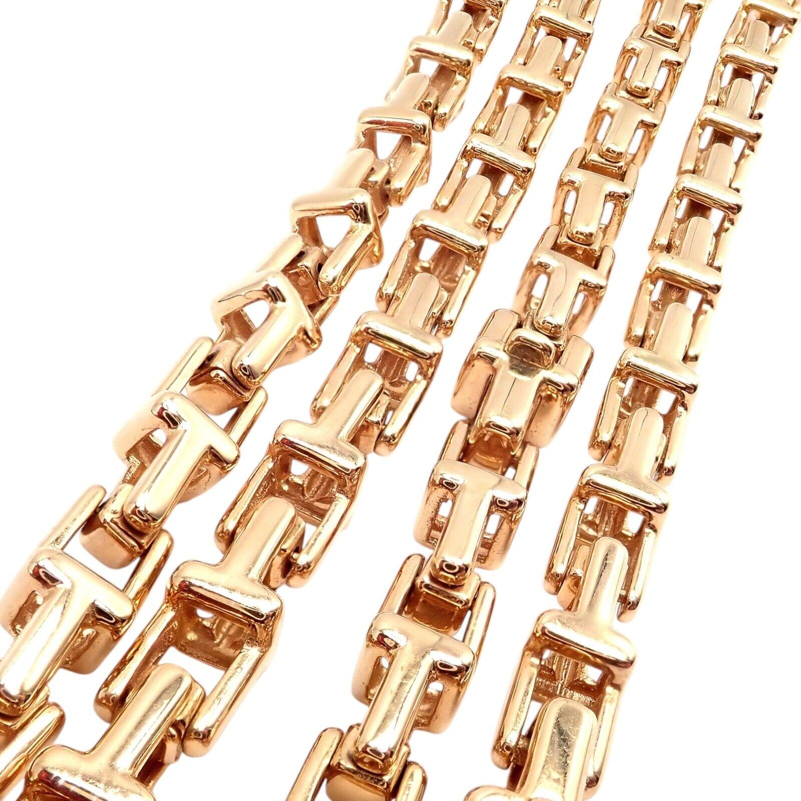Women's or Men's Tiffany & Co T Chain Link Long Rose Gold Necklace