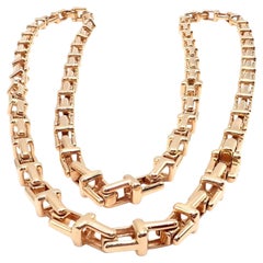 Tiffany & Co T Chain Link Long Rose Gold Necklace
