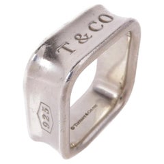 Tiffany & Co. T & Co. 1837 Sterling Silver Square Band Wedding Anniversary Size