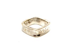 Tiffany & Co. T & Co. 1837 Sterling Silber Quadratische Band Hochzeit Jahrestag Sz 7