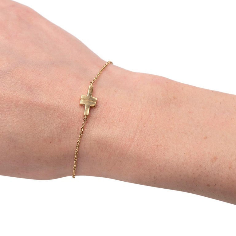 Tiffany and Co. T Collection 18k Gold Single Chain Bracelet at 1stDibs | tiffany  t single chain bracelet