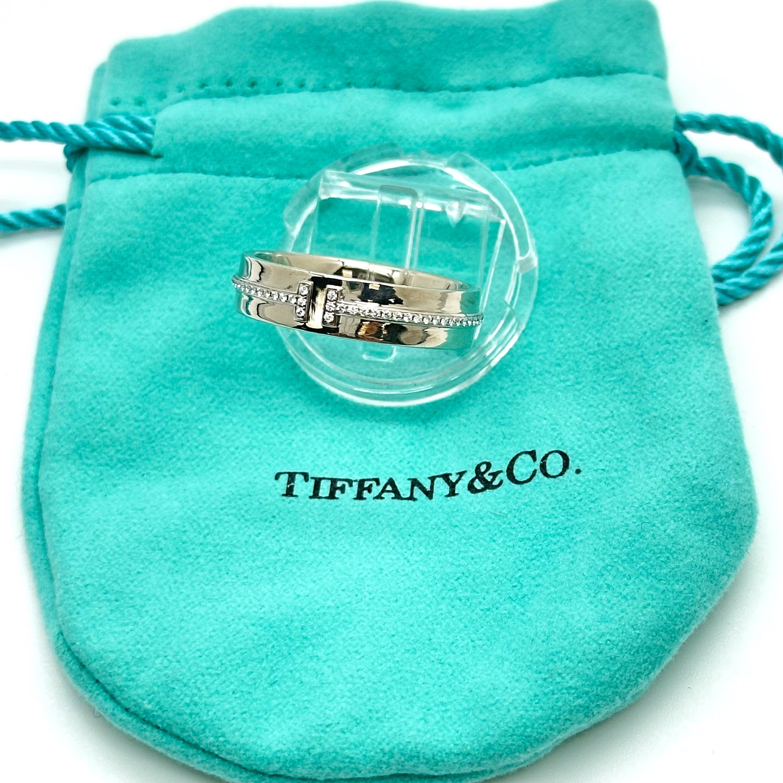 Tiffany & Co. T Collection Band Ring with Diamonds in Platinum 5.5 mm For Sale 5