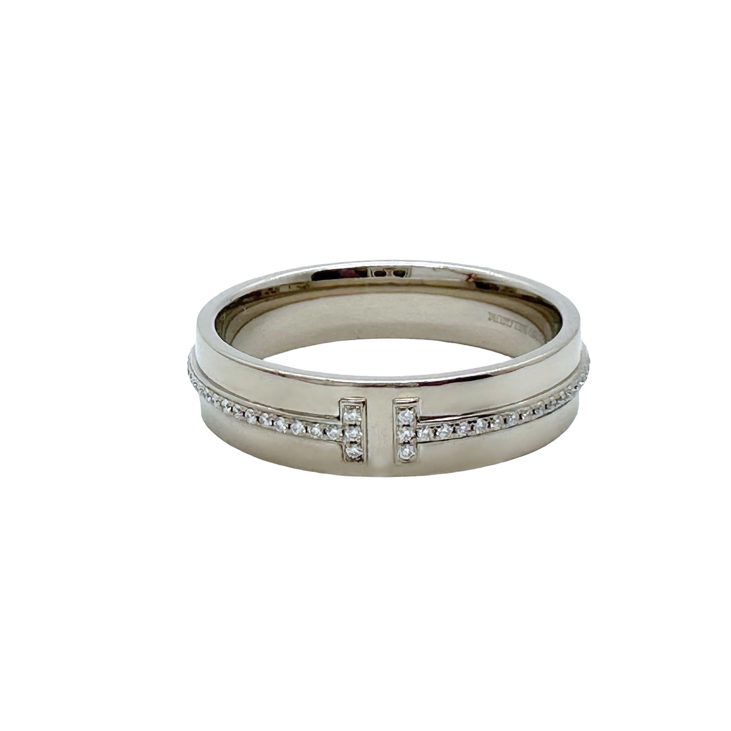Tiffany & Co. T Collection Band Ring with Diamonds in Platinum 5.5 mm For Sale 6