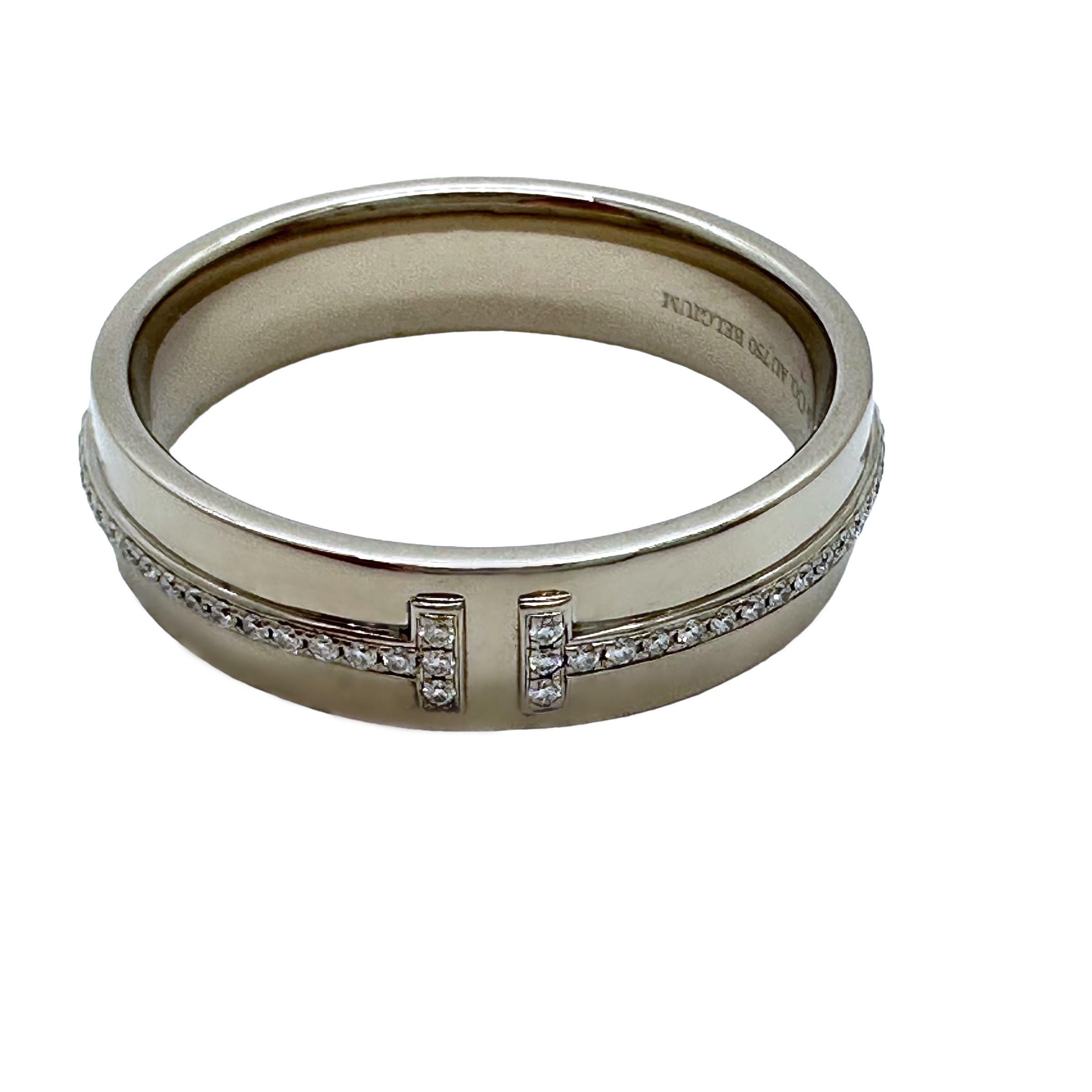 Tiffany & Co. T Collection Band Ring with Diamonds in Platinum 5.5 mm For Sale 7