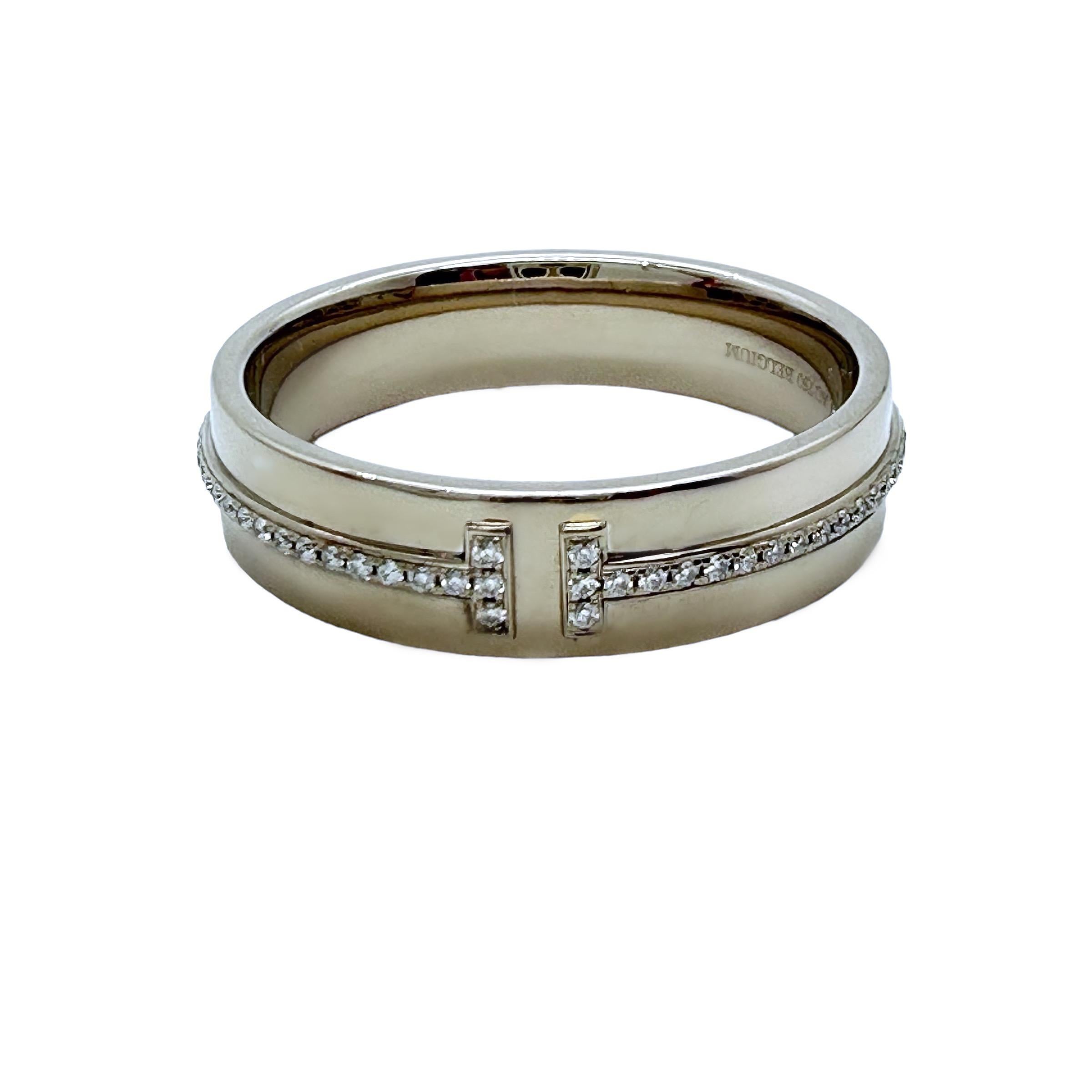 Tiffany & Co. T Collection Band Ring with Diamonds in Platinum 5.5 mm For Sale 8
