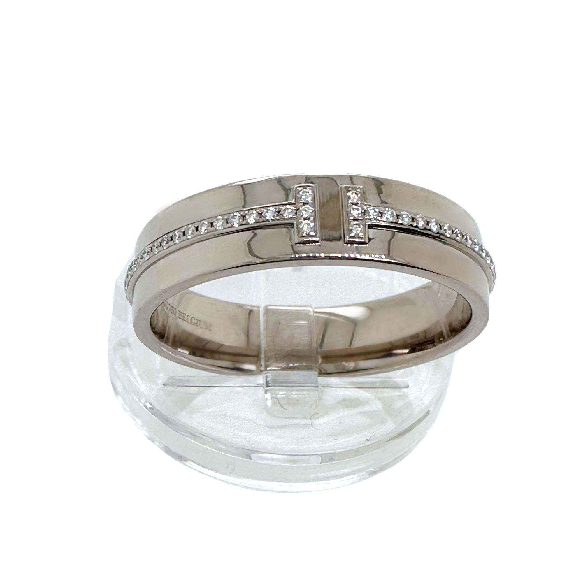 Tiffany & Co. T Collection Band Ring with Diamonds in Platinum 5.5 mm For Sale 1