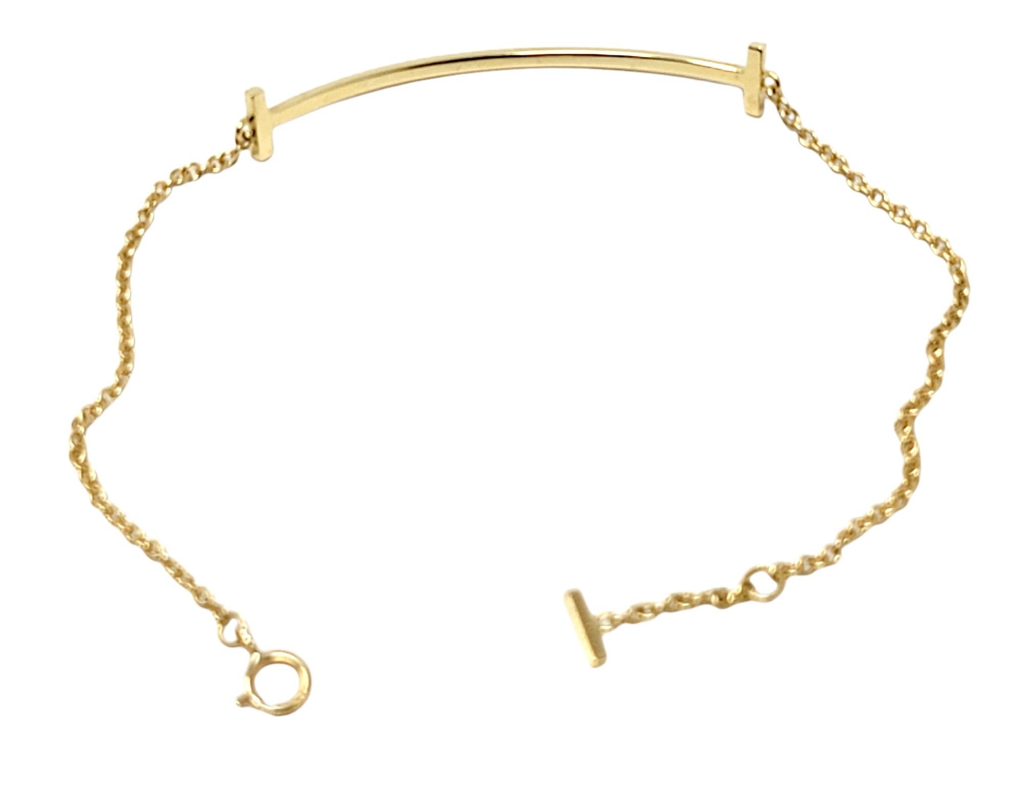 Tiffany & Co. T Collection Diamond Smile Bracelet 18 Karat Yellow Gold 1