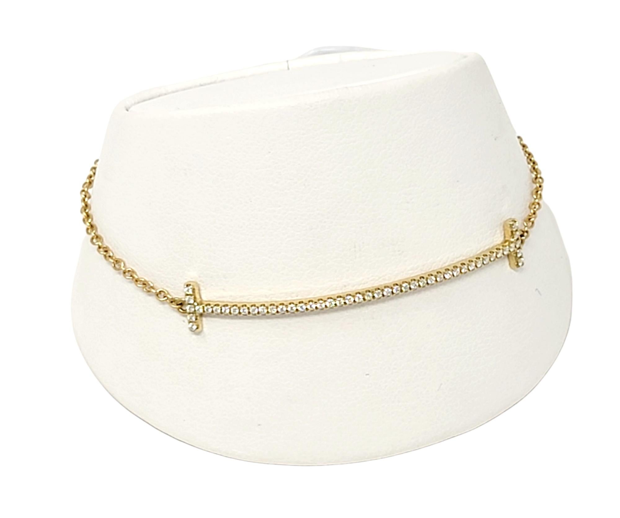 Tiffany & Co. T Collection Diamond Smile Bracelet 18 Karat Yellow Gold 4