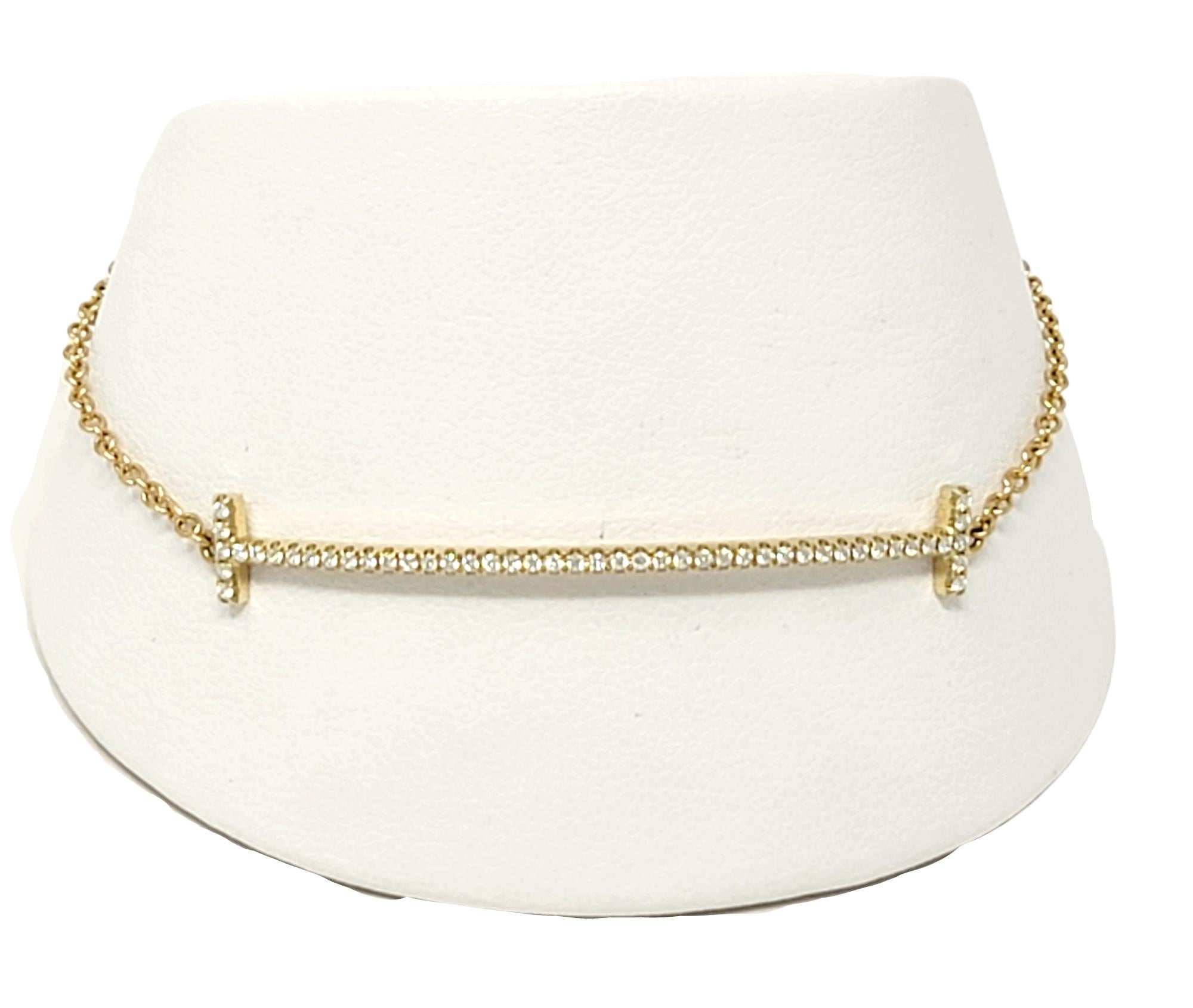 Tiffany & Co. T Collection Diamond Smile Bracelet 18 Karat Yellow Gold 5