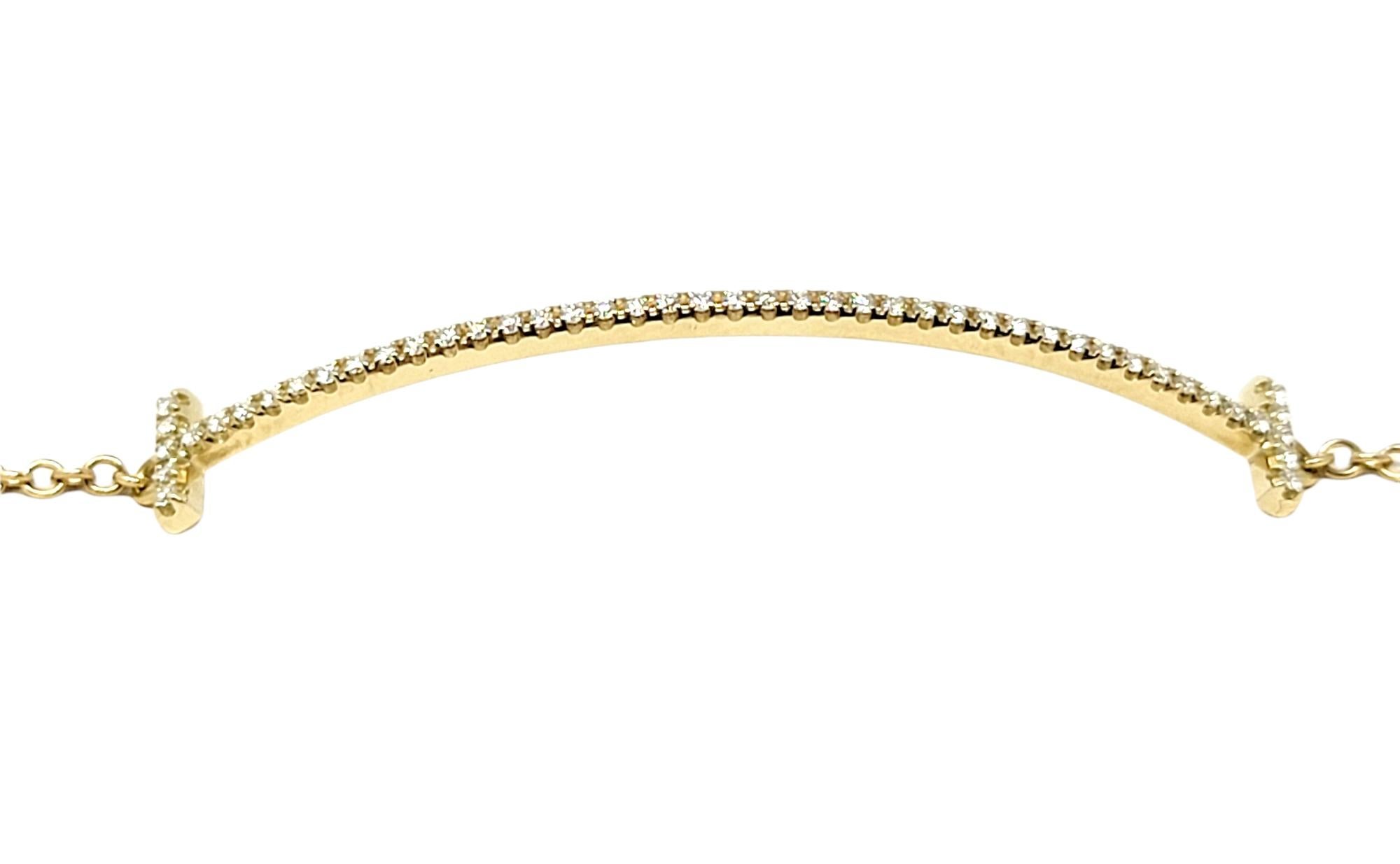 Women's Tiffany & Co. T Collection Diamond Smile Bracelet 18 Karat Yellow Gold