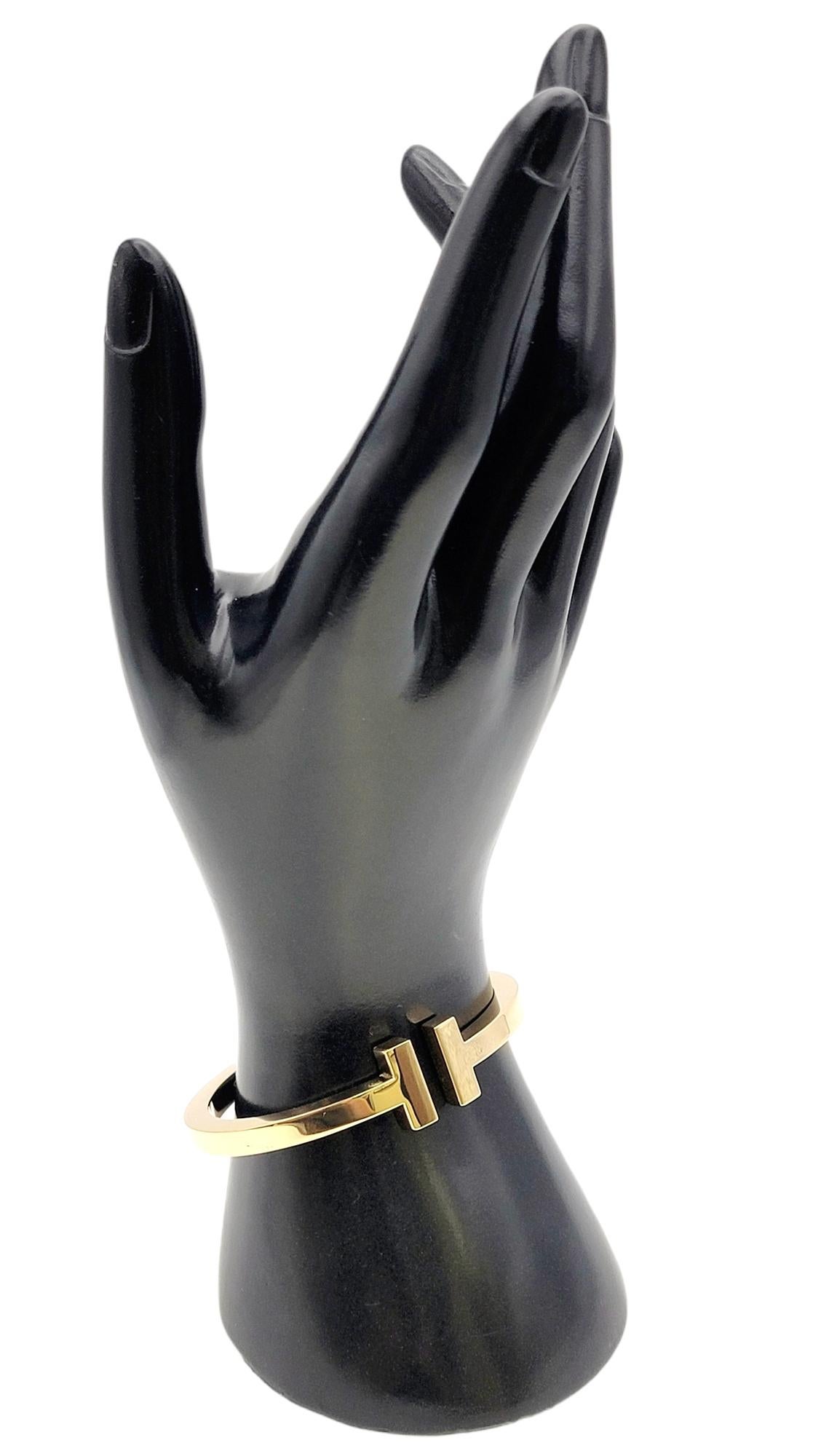 Tiffany & Co. T Collection Square Hinged Bangle Bracelet in 18 Karat Yellow Gold 4