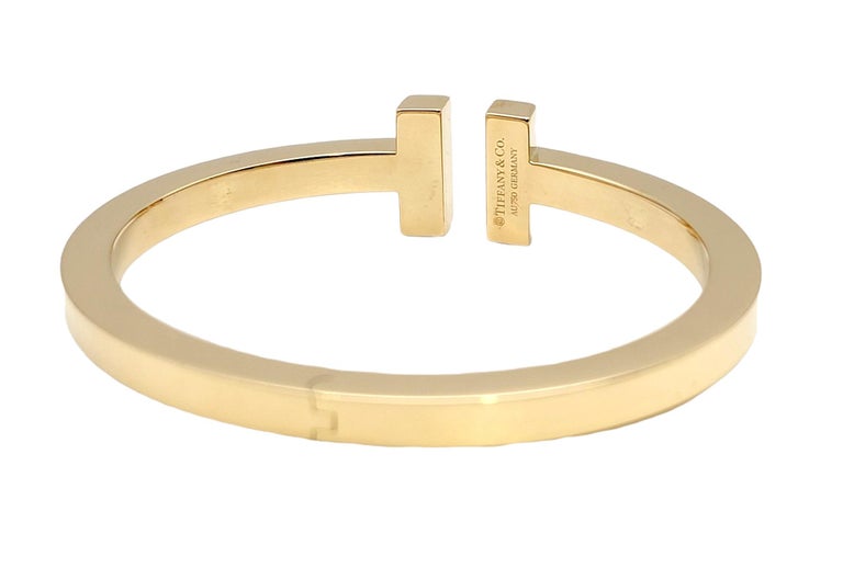 Tiffany and Co. T Collection Square Hinged Bangle Bracelet in 18 Karat