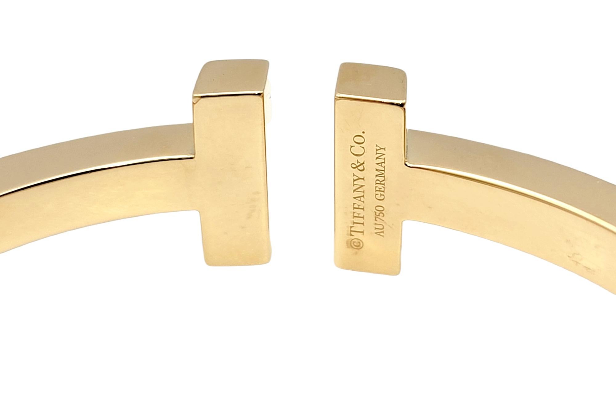 Tiffany & Co. T Collection Square Hinged Bangle Bracelet in 18 Karat Yellow Gold In Good Condition In Scottsdale, AZ