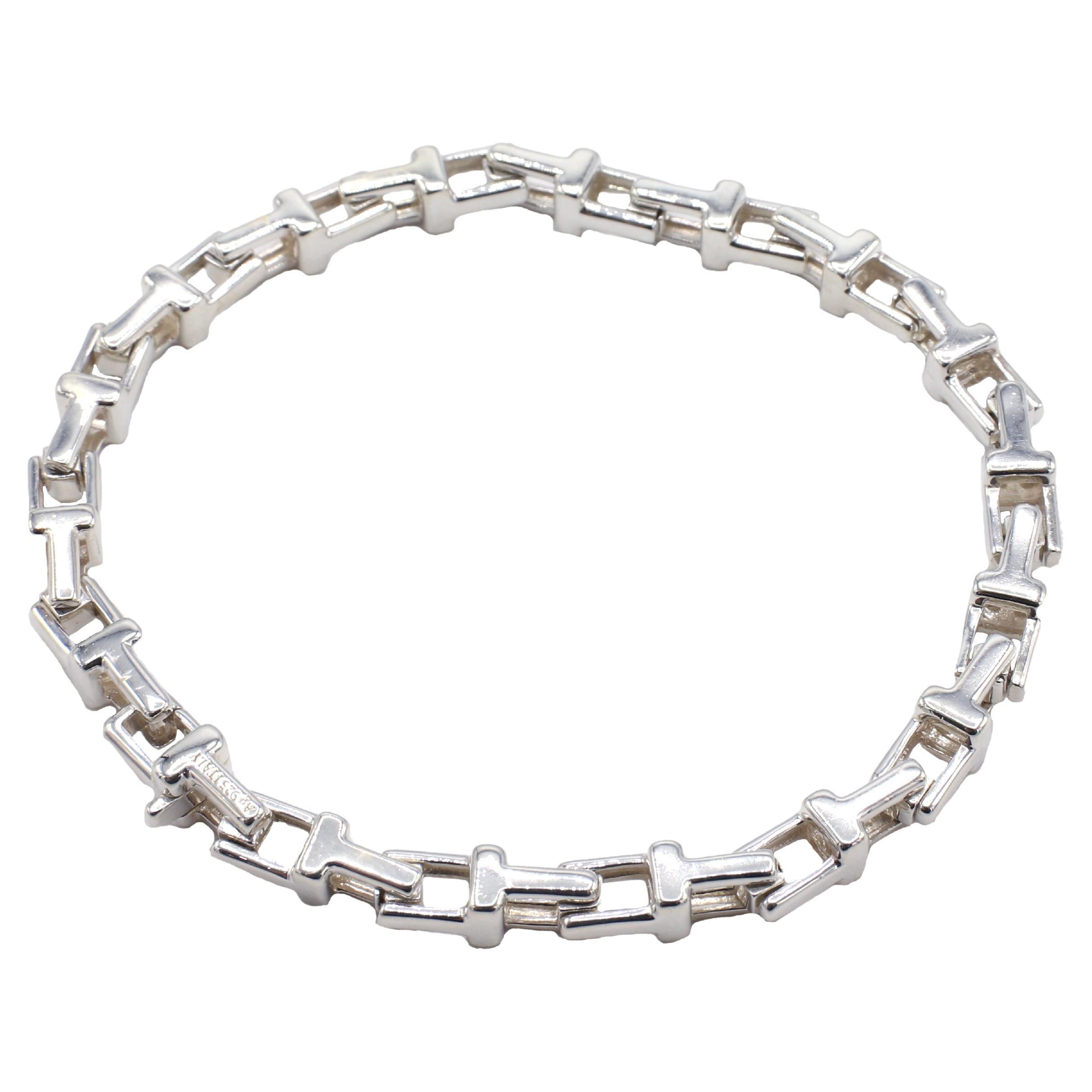 Tiffany and Co. T Collection T Chain Link Sterling Silver Bracelet at  1stDibs