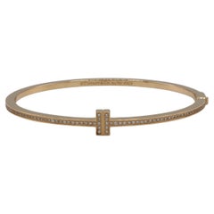 Tiffany & Co. T Diamond Hinged Wire Bangle in 18k Rose Gold