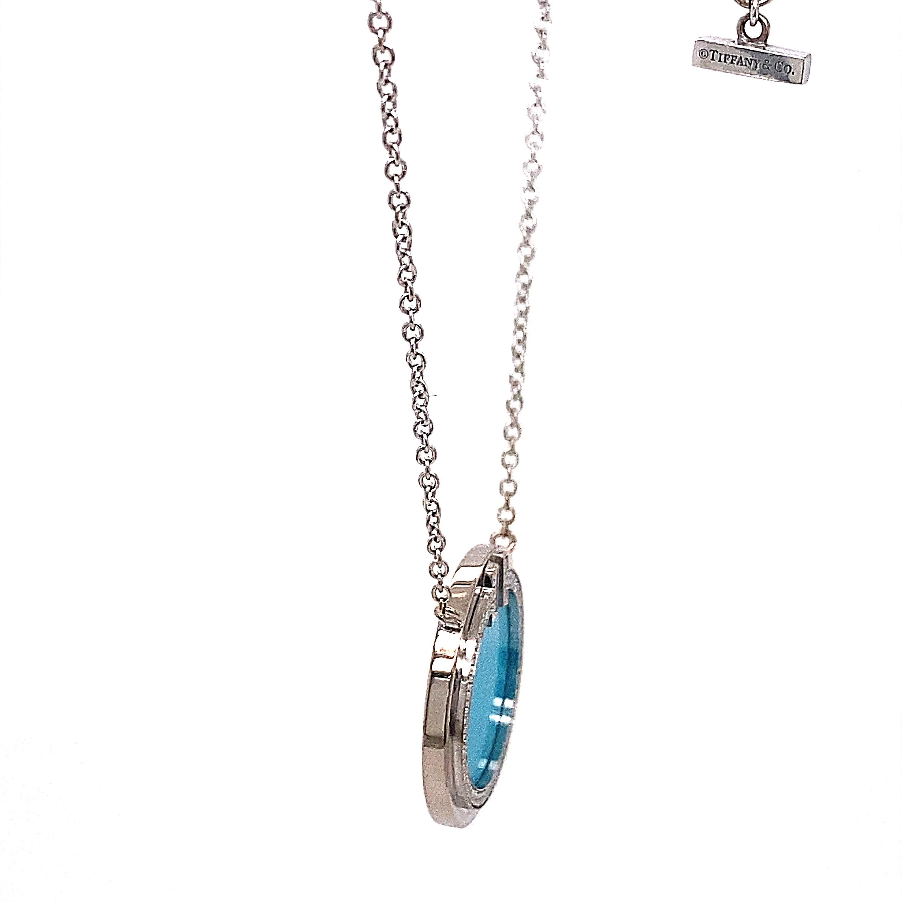 Tiffany & Co. T Diamant-Türkis-kreis-Anhänger-Halskette aus 18kt Weißgold 2
