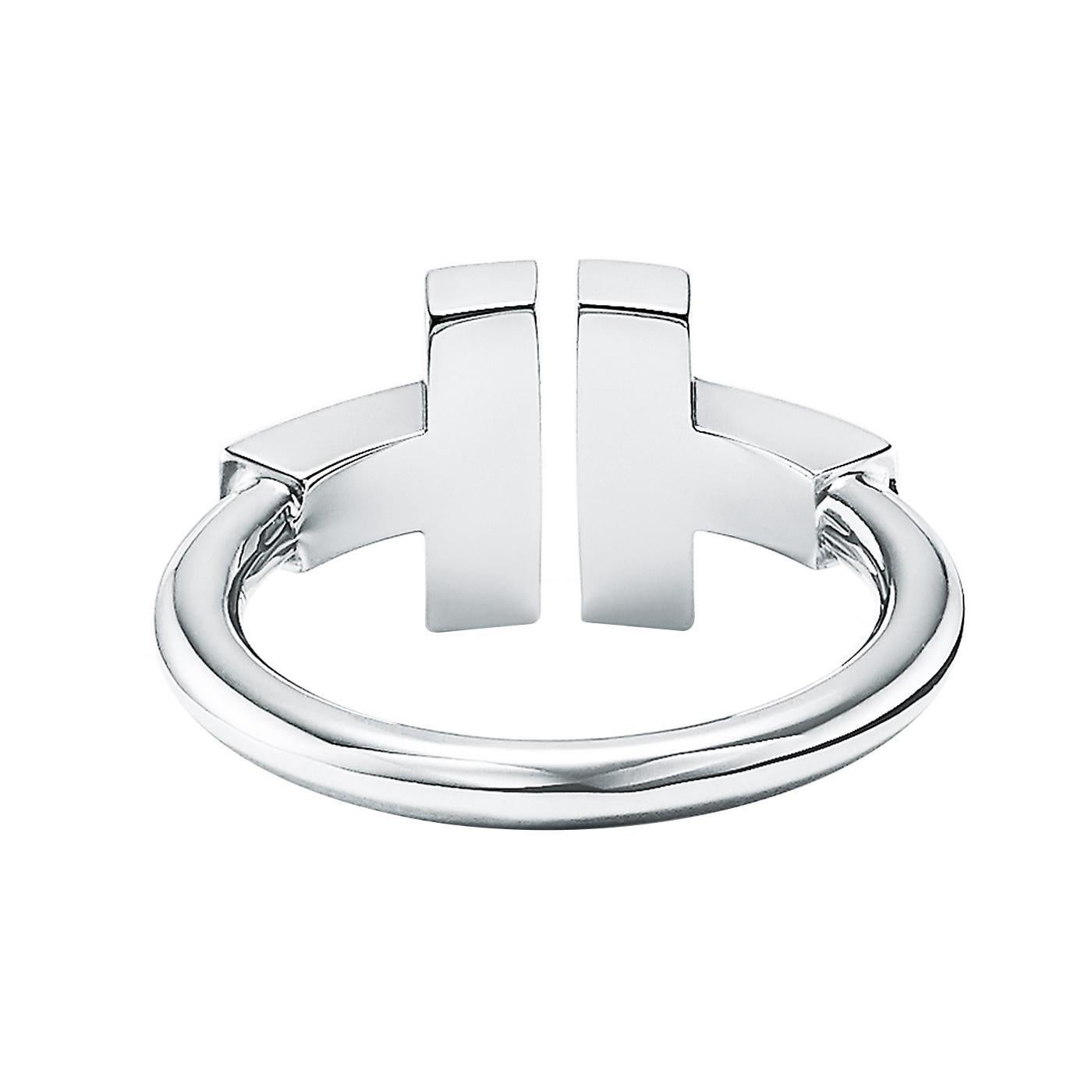 Tiffany & Co T Diamant & Türkis Drahtring 18k Weißgold 9 runde Diamanten (Modernistisch) im Angebot