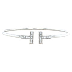 Used Tiffany & Co T Diamond Wire Bracelet 0.30ct