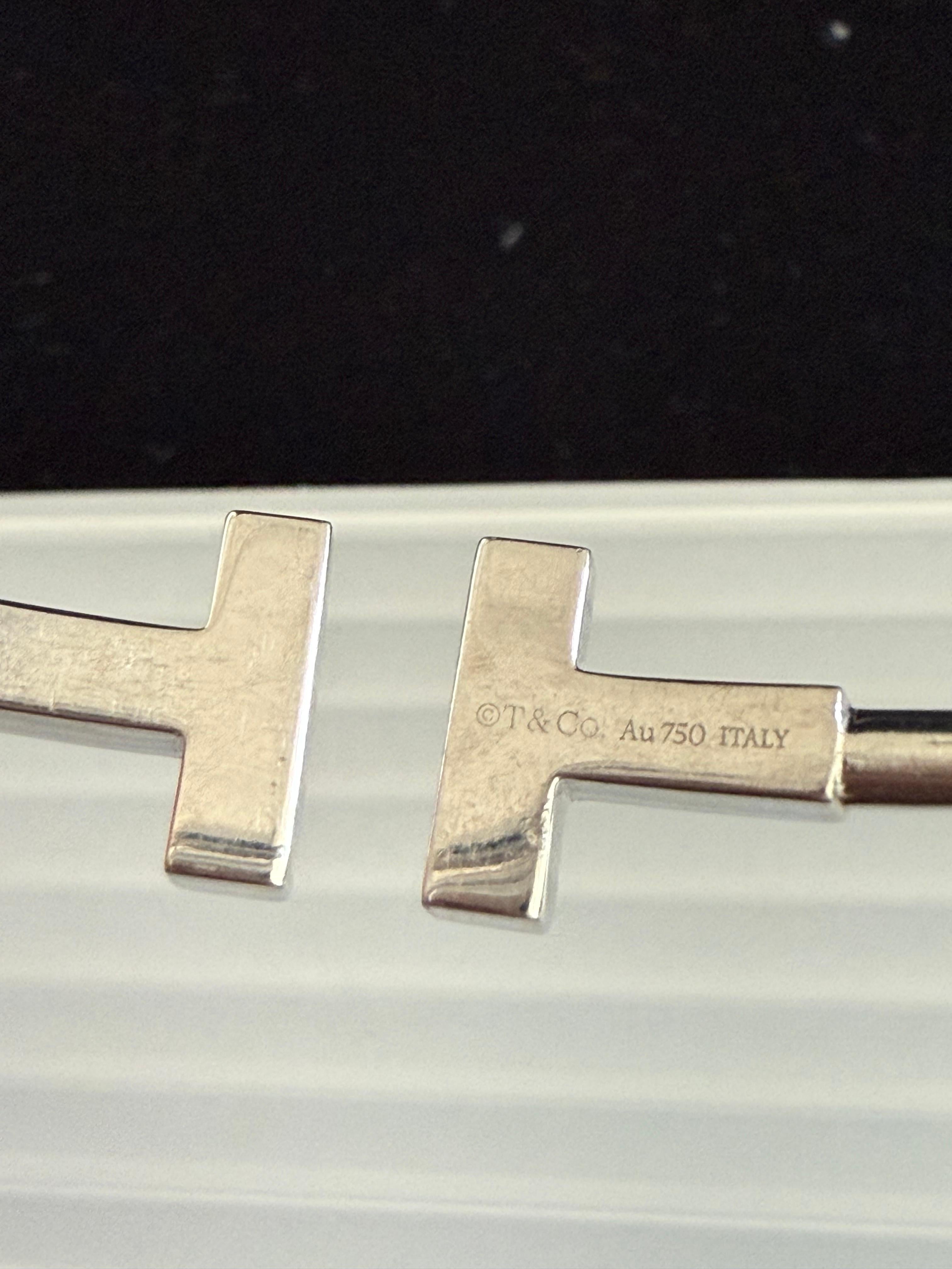 Tiffany & Co T Diamond Wire Bracelet in White Gold For Sale 3