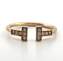 Tiffany & Co. T Diamond Wire Ring 18K Rose Gold 0.13 CTW Size 7