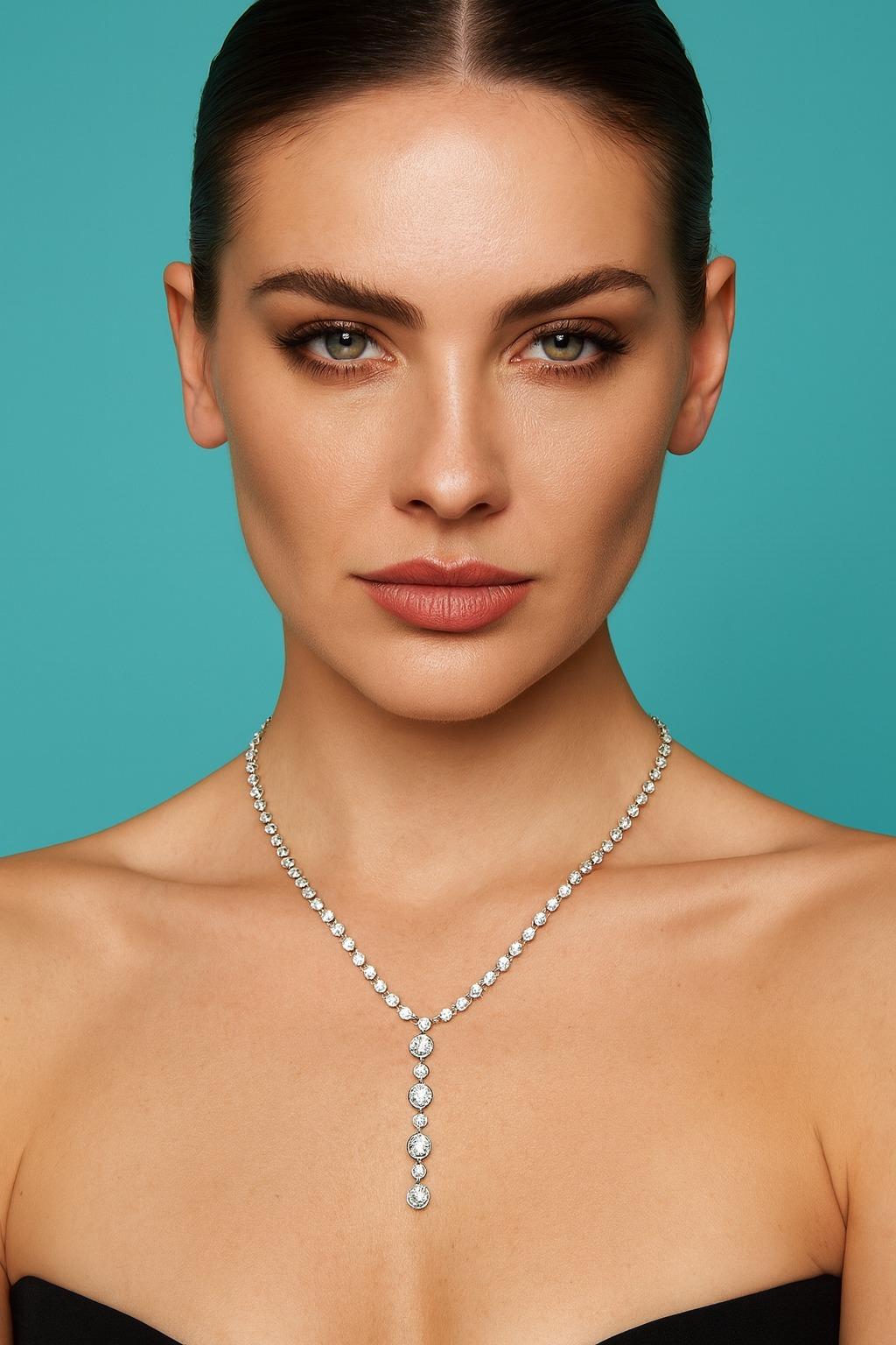 Tiffany & Co. T-Drop Diamond Platinum Necklace In Excellent Condition For Sale In Chicago, IL
