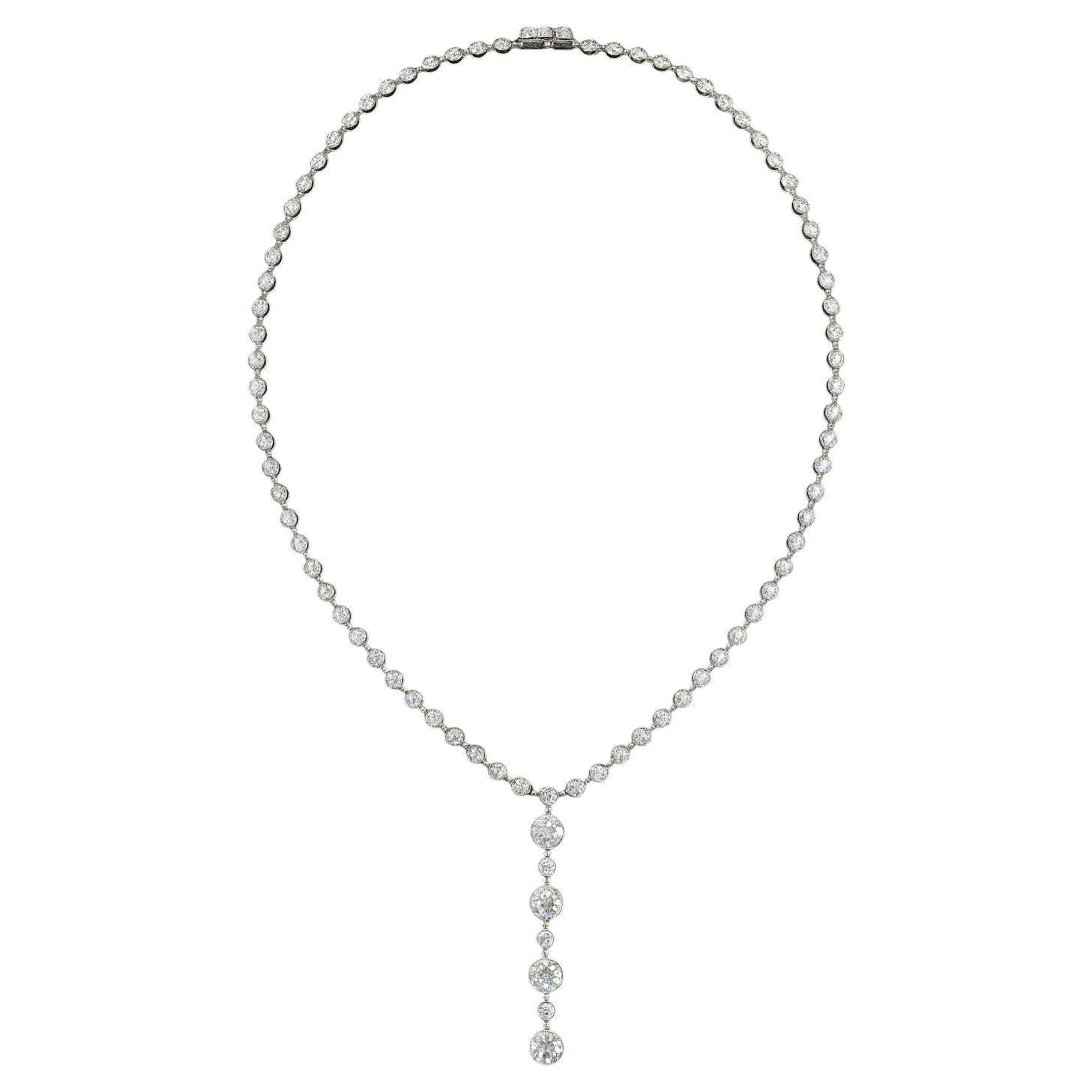 Tiffany & Co. T-Drop Diamond Platinum Necklace For Sale