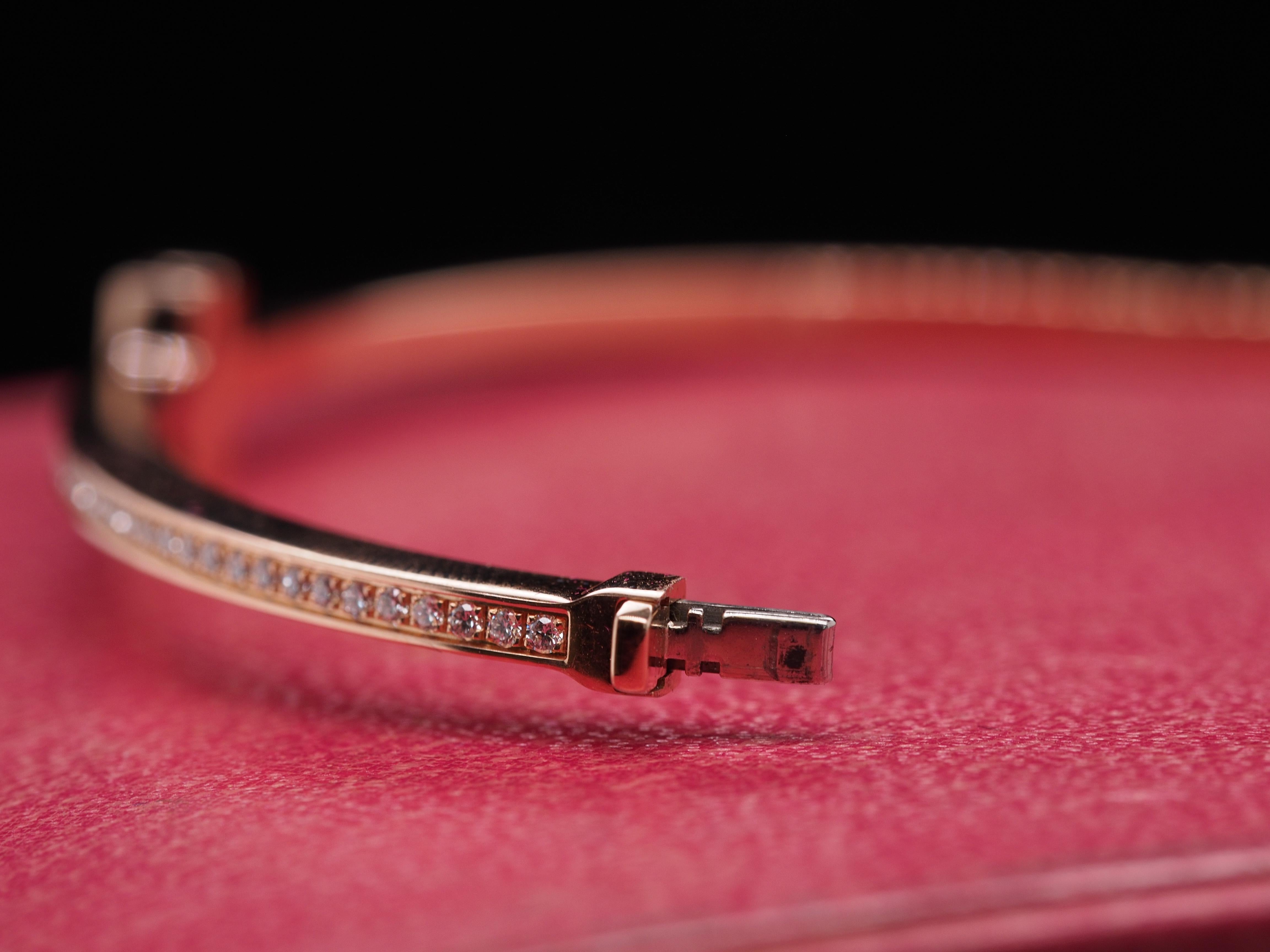 Tiffany & Co. T Gold-Diamant-Armreif mit Scharnier aus 18 Karat Roségold 5