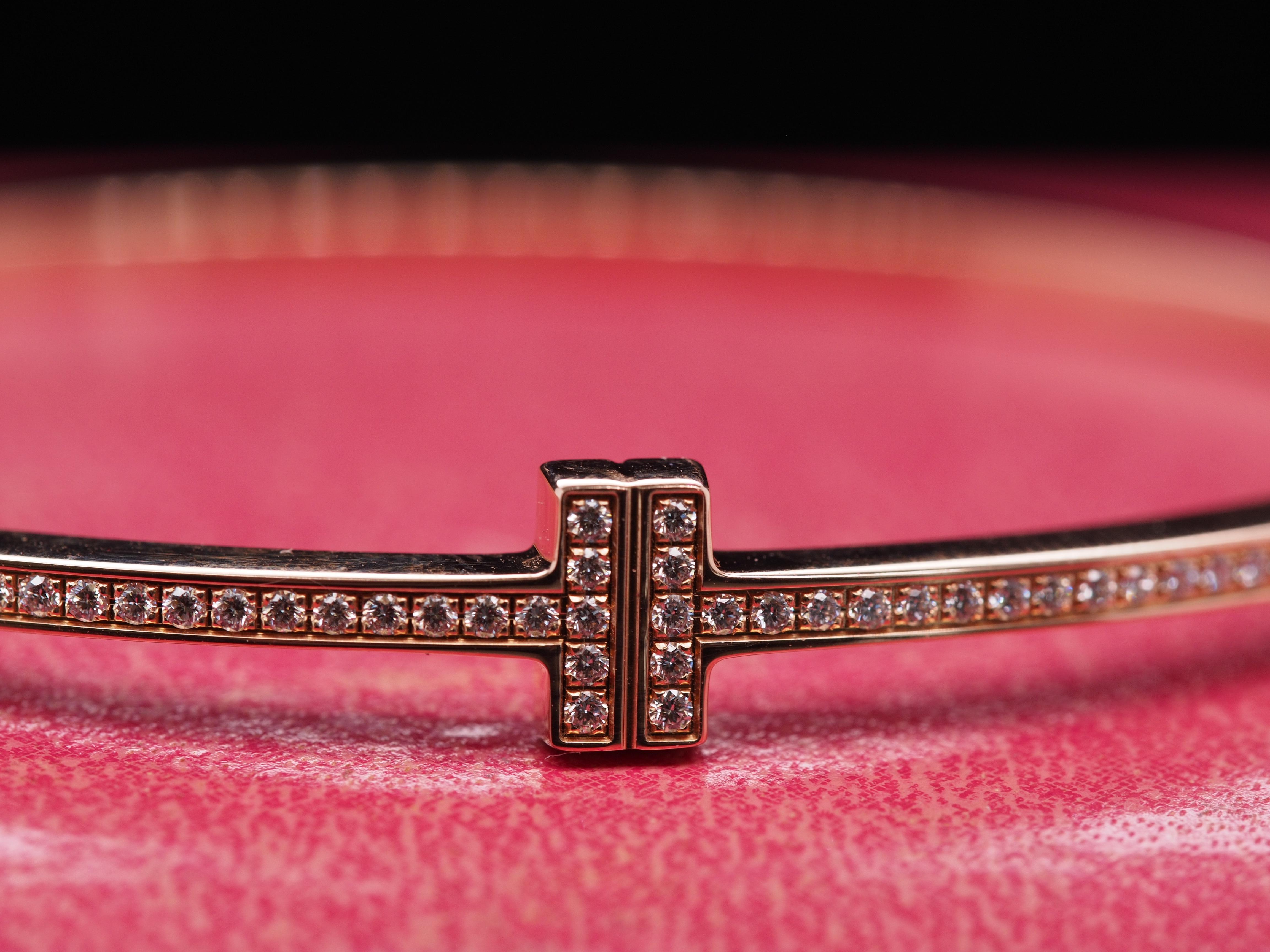 Tiffany & Co. T Gold-Diamant-Armreif mit Scharnier aus 18 Karat Roségold 1