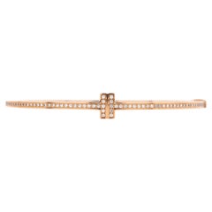 Tiffany & Co. T Hinged Wire Bangle Bracelet 18K Rose Gold and Diamonds