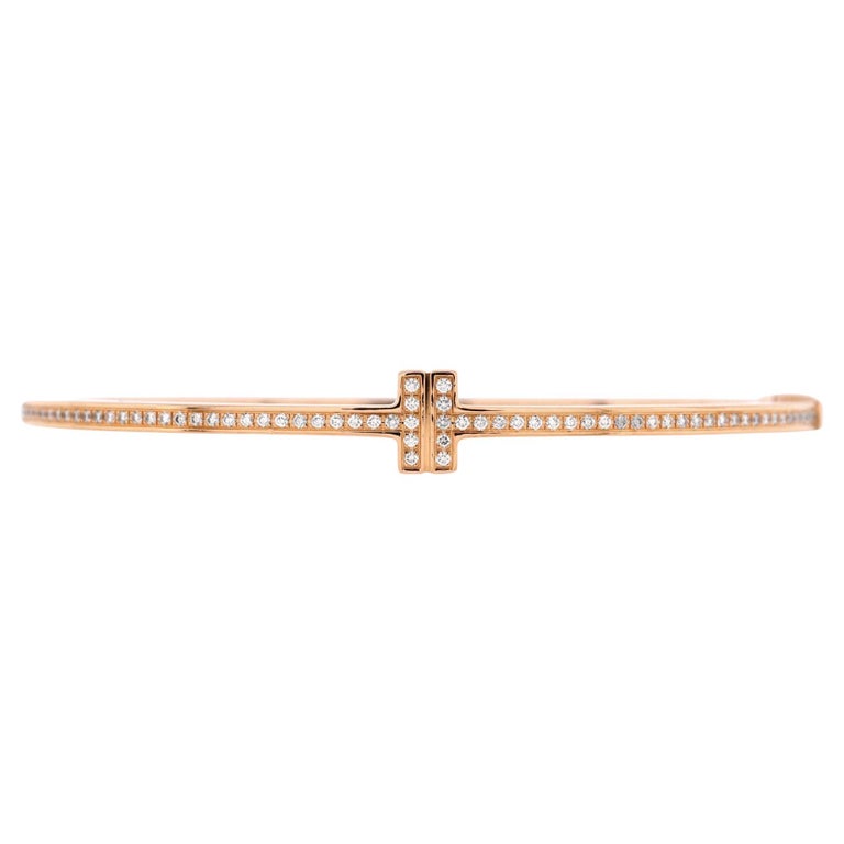 Tiffany T Wire Bracelet in Rose Gold with Diamonds