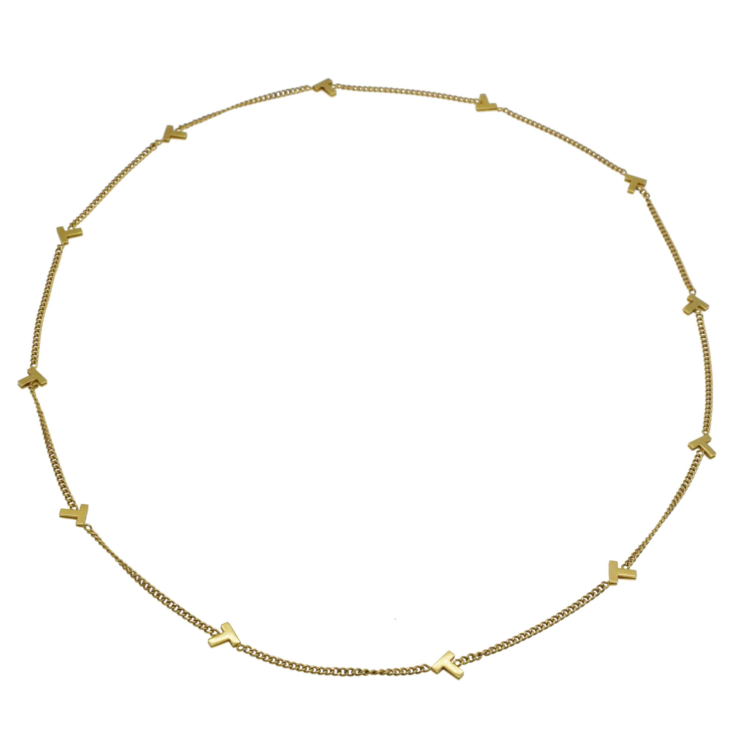 Tiffany & Co. 'T' Long Chain Necklace In Excellent Condition For Sale In New York, NY