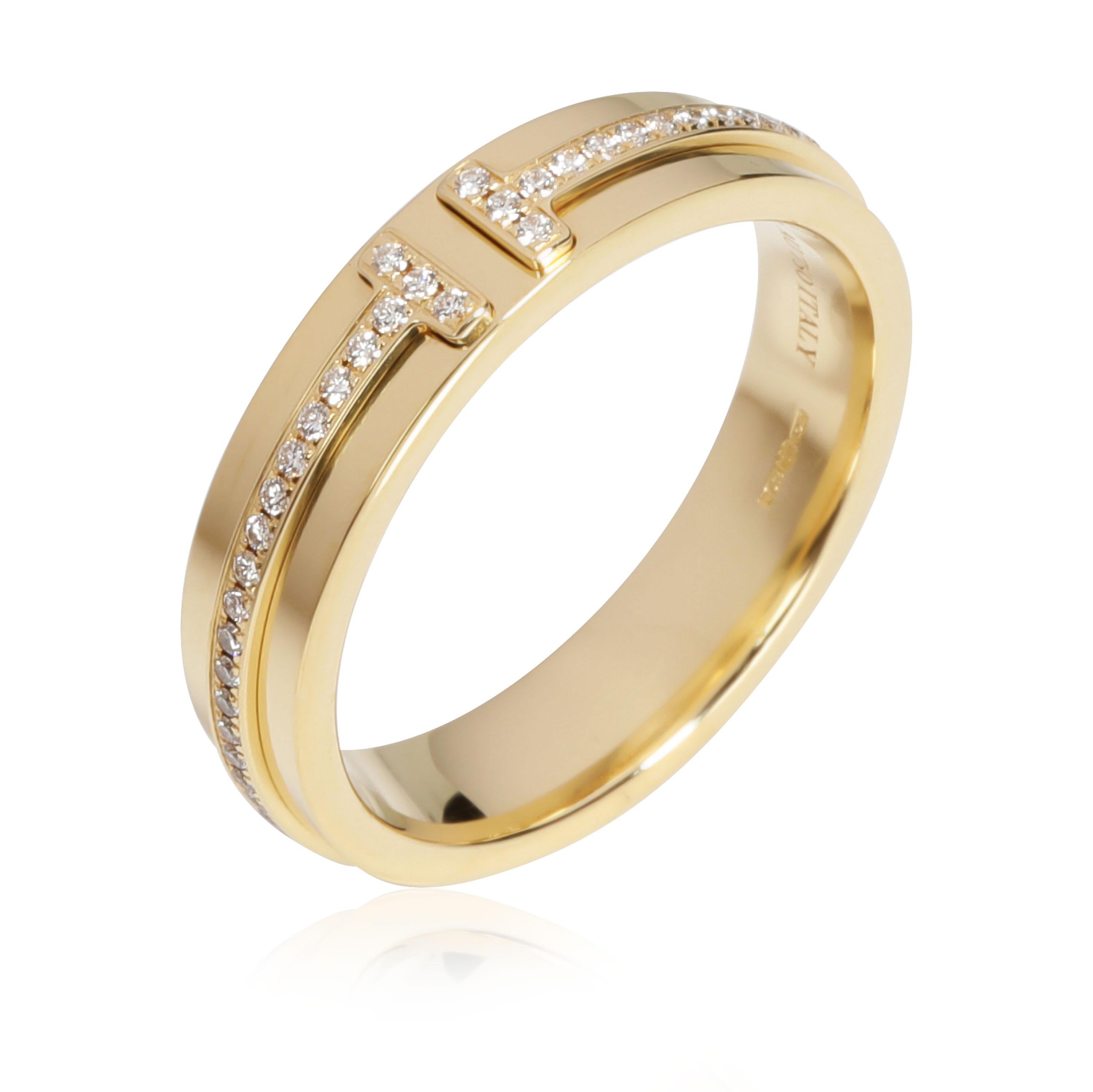 Tiffany and Co. T Narrow Diamond Band in 18k Yellow Gold 0.13 CTW For